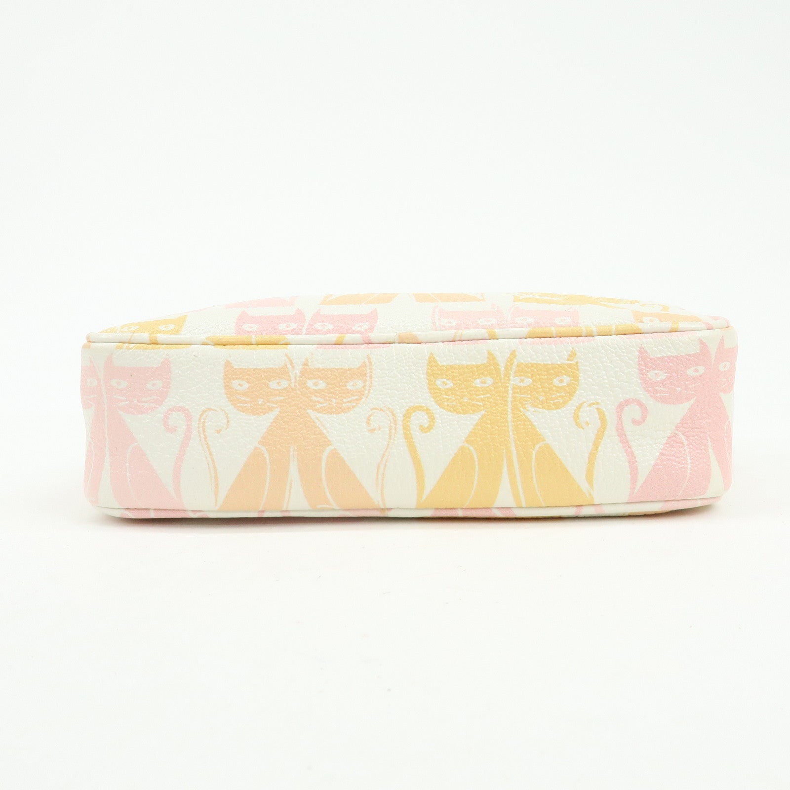 MIU MIU Cat Madras Leather Shoulder Bag Pink Orange White 5NF011