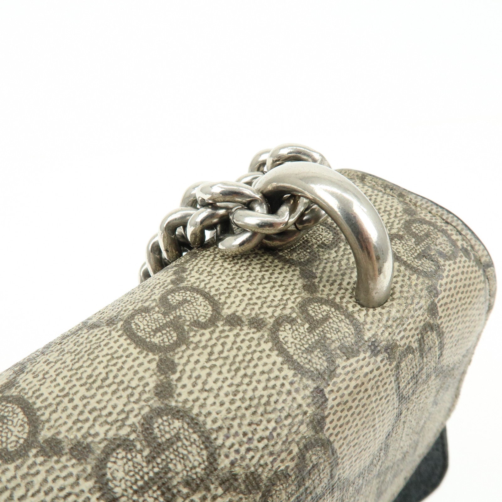 GUCCI Dionysus GG Supreme Chain Shoulder Bag Beige Black 400249