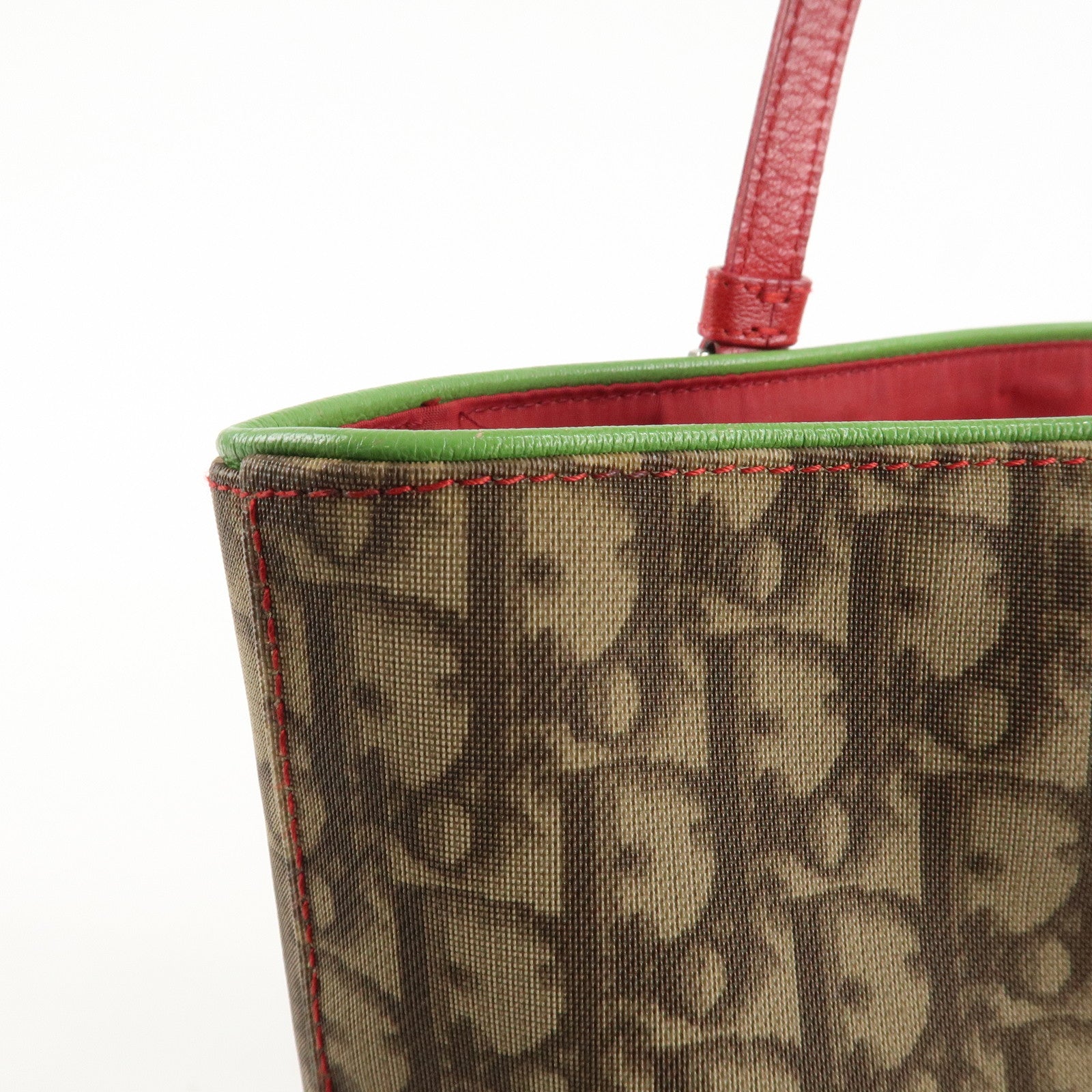 Christian Dior Rasta Line Trotter PVC Leather Tote Bag Hand Bag Brown Used