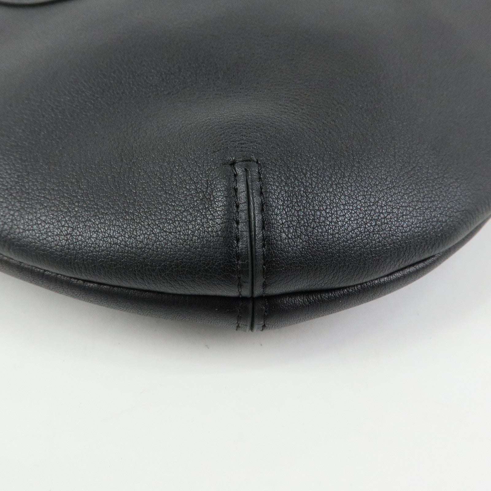DELVAUX Louise Leather Shoulder Bag Hand Bag Black