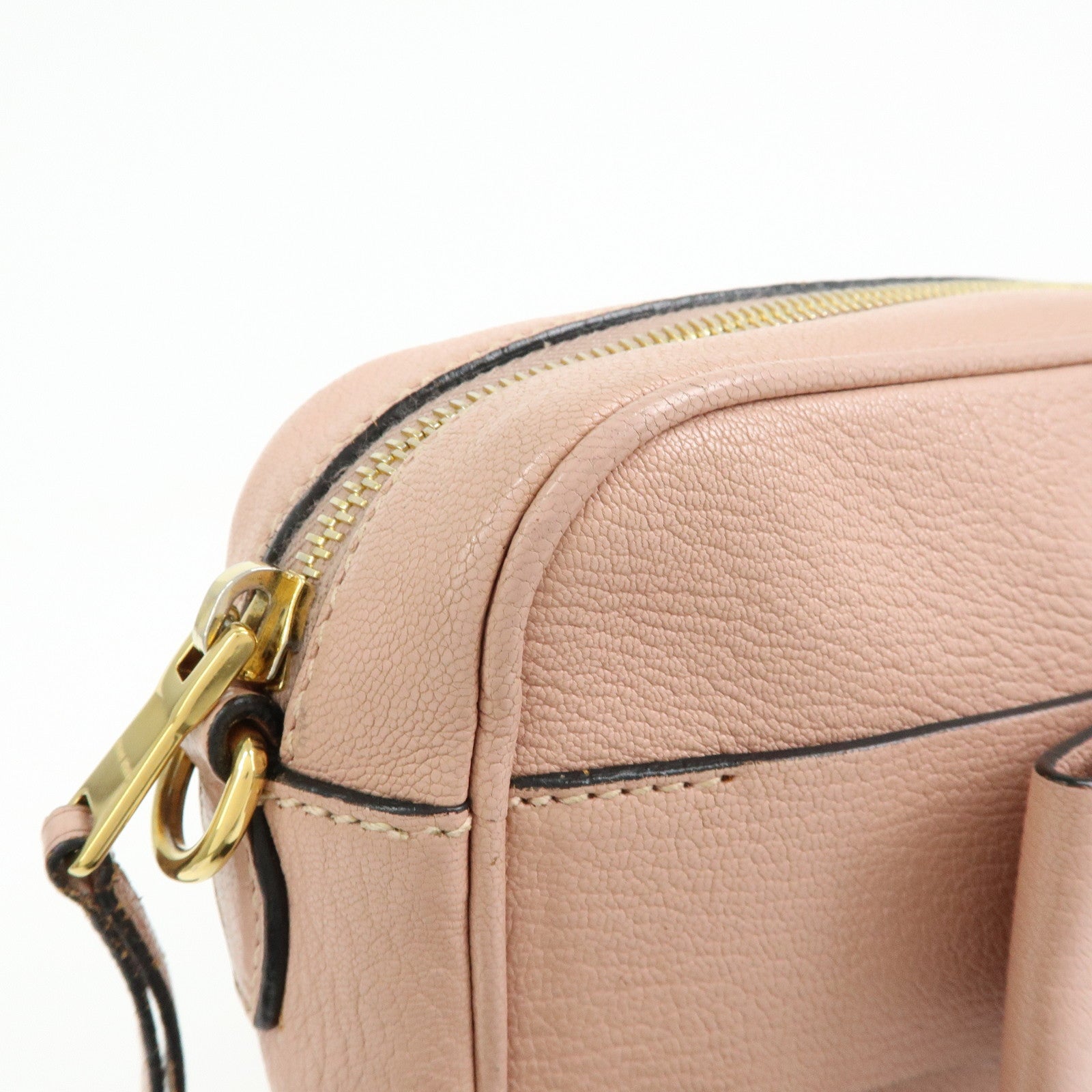 MIU MIU Leather Ribbon Shoulder Bag Crossbody Pink