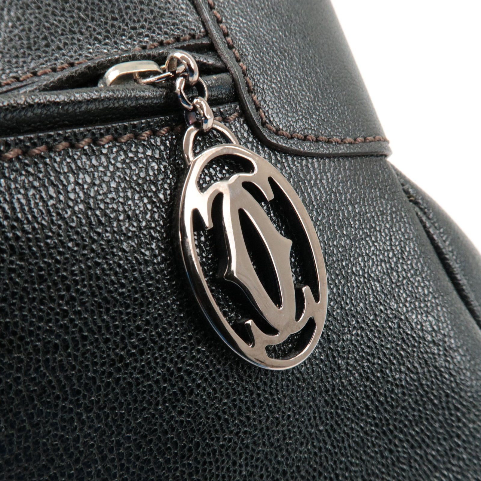 Cartier Must Line Leather Marcello Hand Bag Black Used