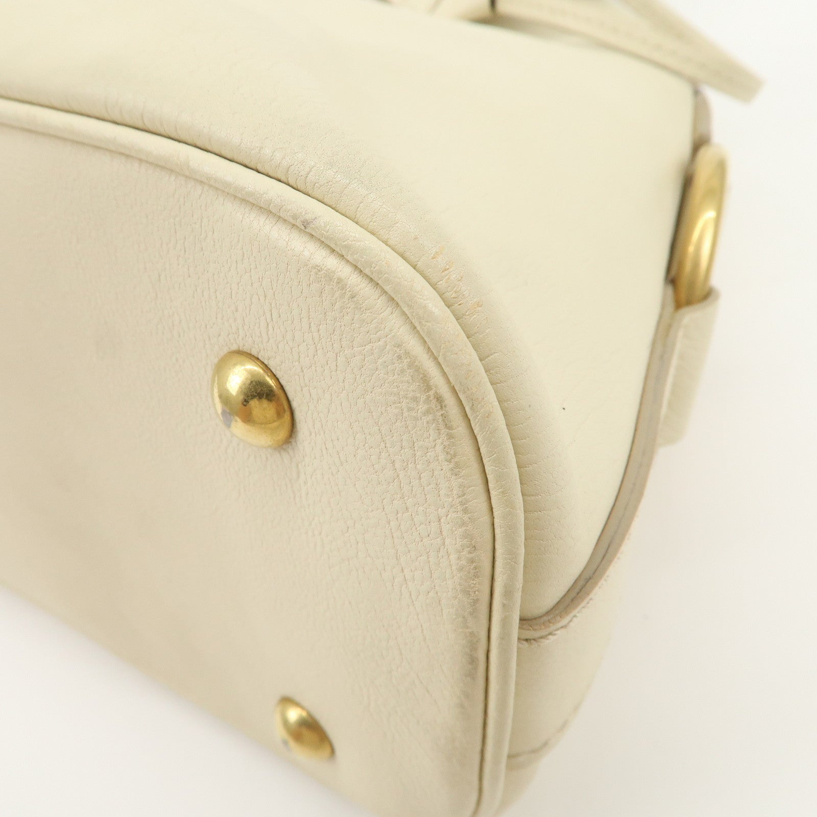 SAINT LAURENT PARIS Muse Leather Hand Bag Shoulder Bag Ivory