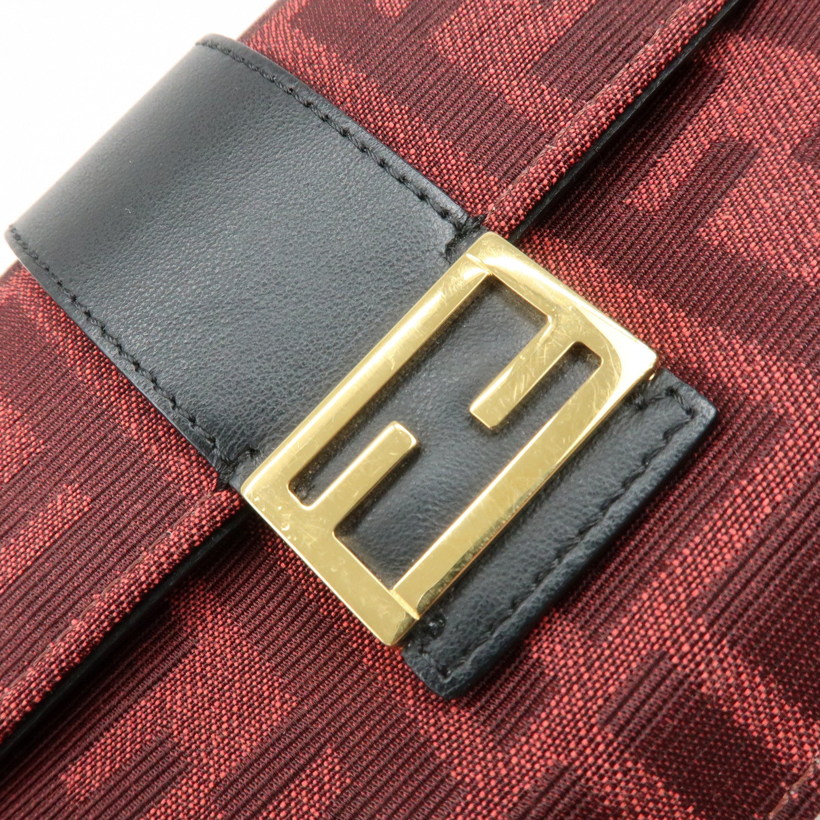 FENDI Zucca Canvas Leather 2Way Shoulder Bag Waist Bag Red 7M0295