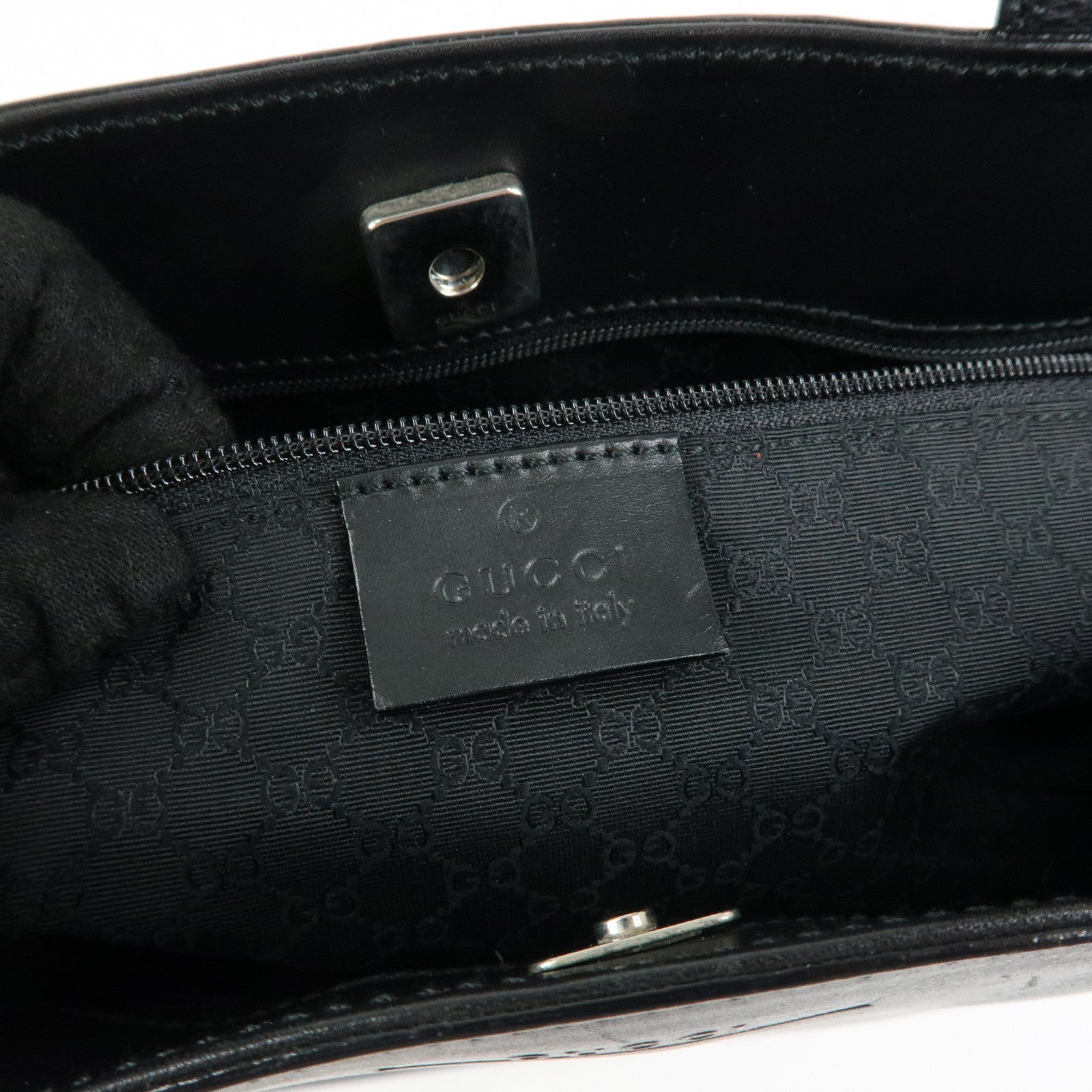 GUCCI Sherry Leather Tote Bag Hand Bag Black Brown 002.1134