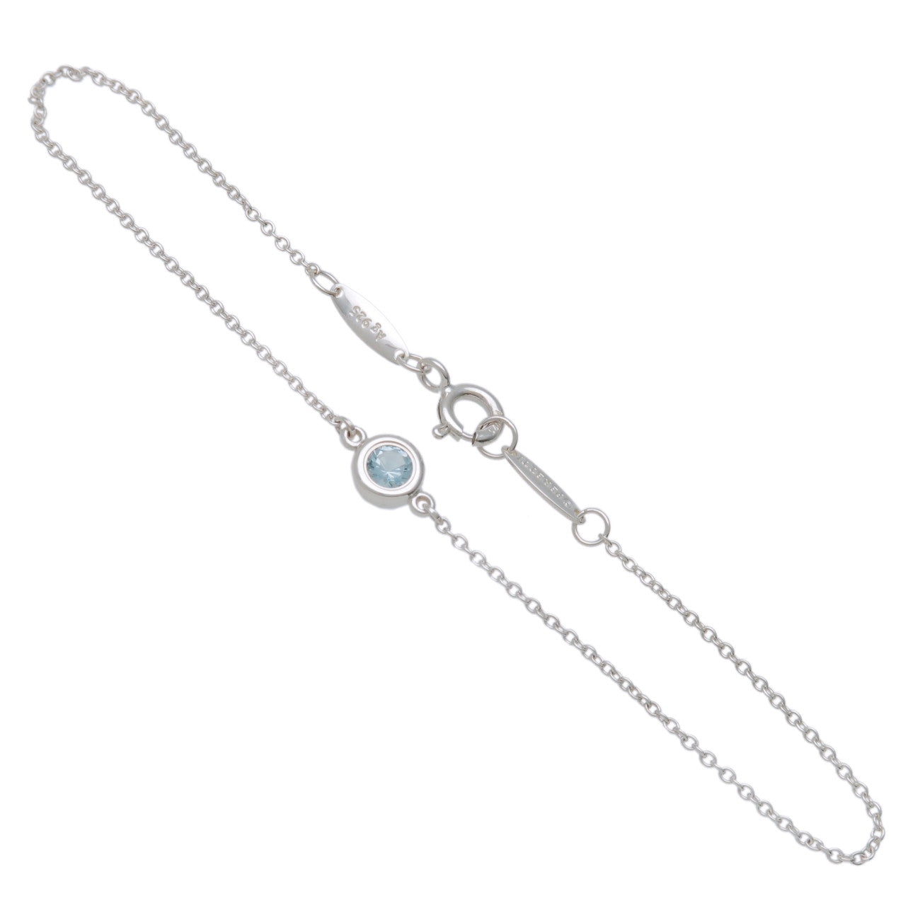 Tiffany & Co By the Yard 1P Aquamarine Bracelet 0.13ct SV925 Silver