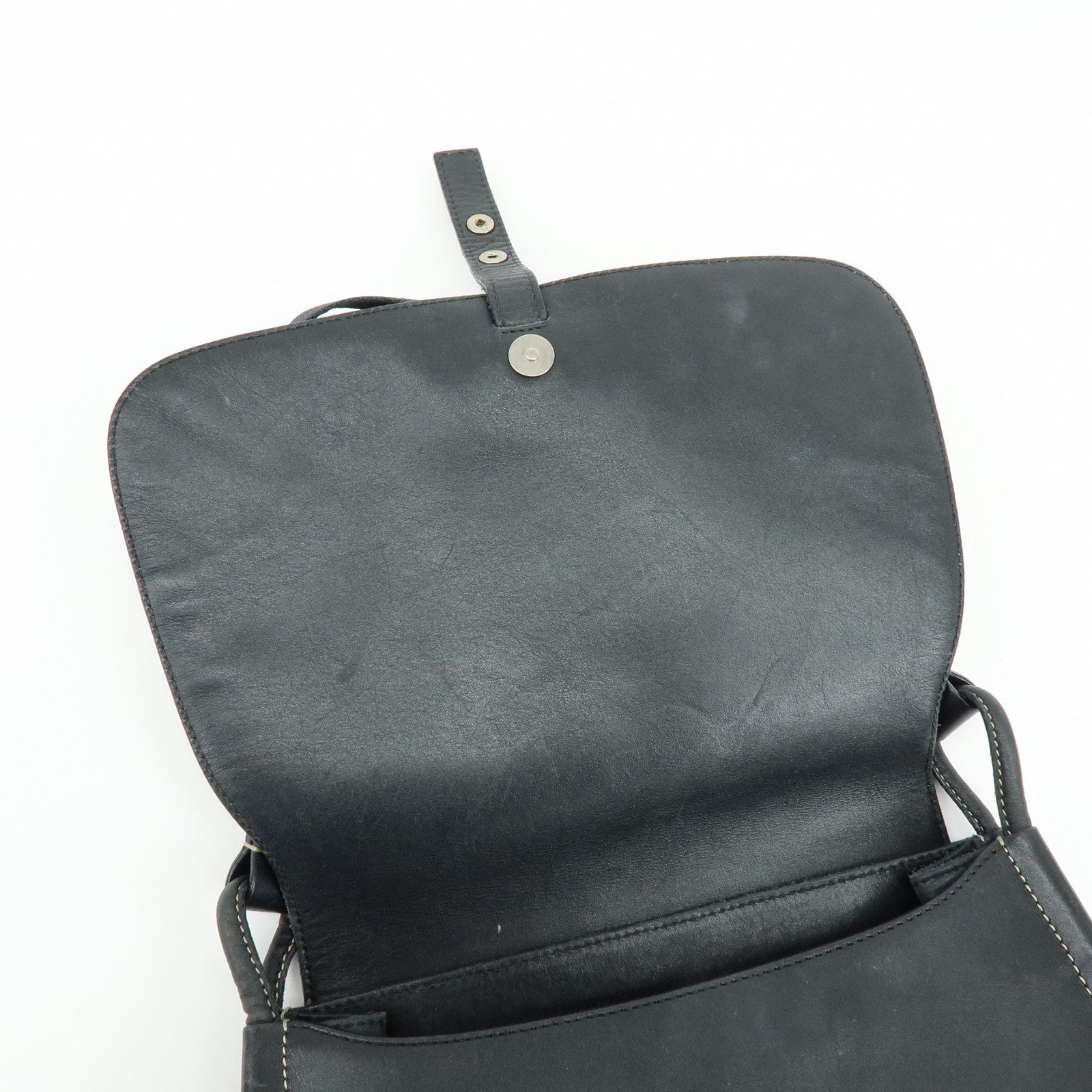 PRADA Leather Shoulder Bag Hand Bag Black