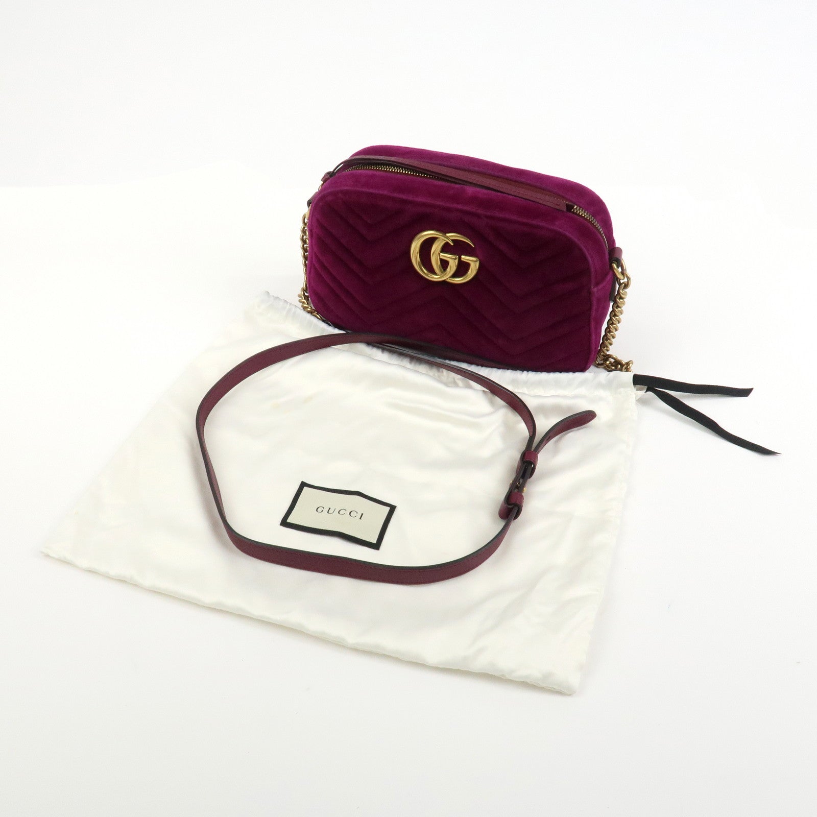 GUCCI GG Marmont Velvet Leather Shoulder Bag Crossbody Bag 447632