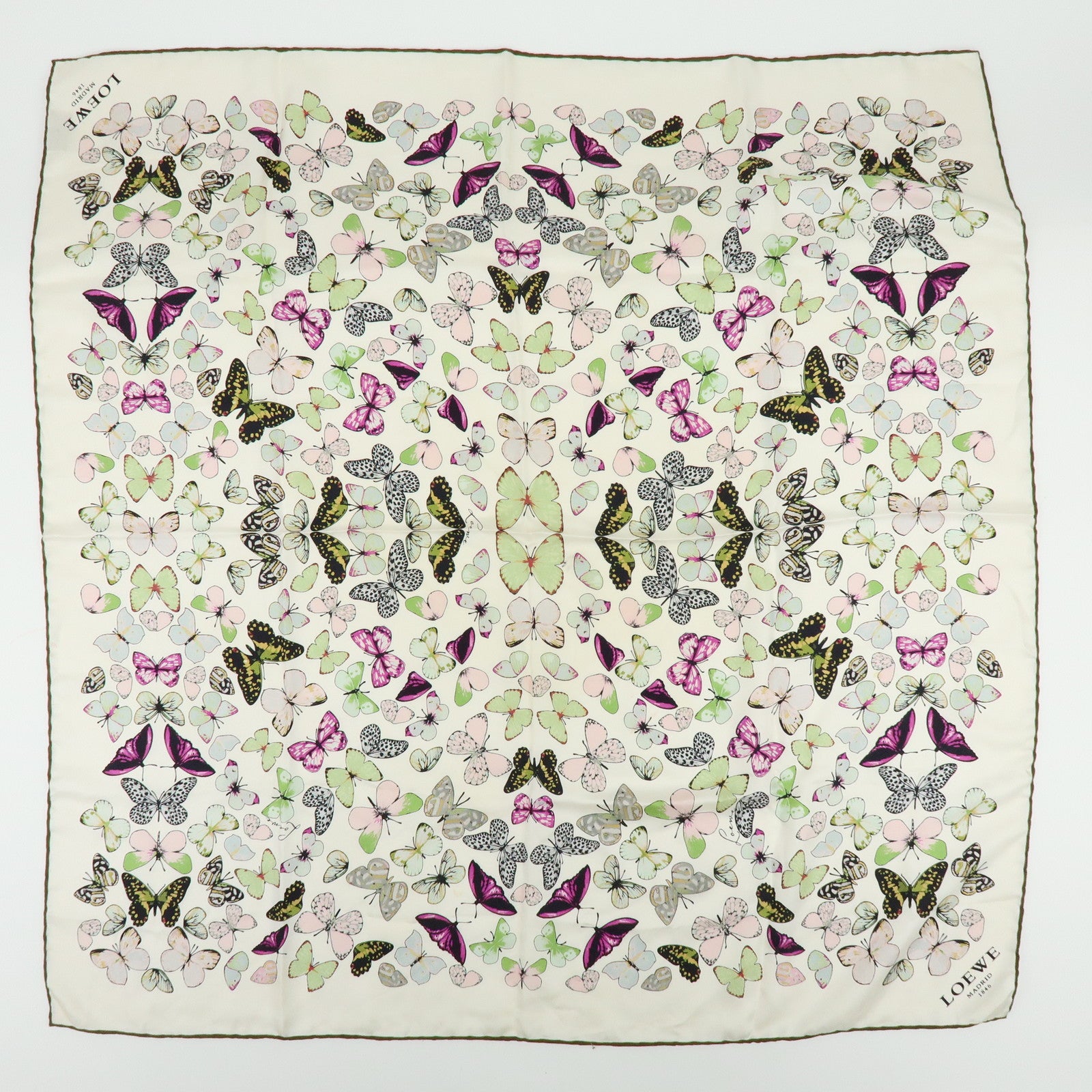 LOEWE CELINE Set of 2 Silk Cotton100% Scarf Butterfly Tassel