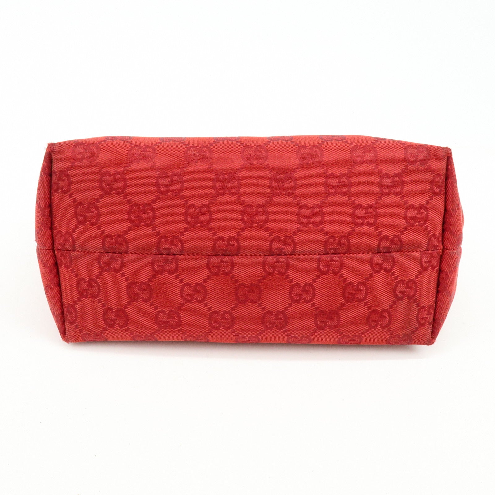 GUCCI GG Canvas Leather Tote Bag Hand Bag Red 257249