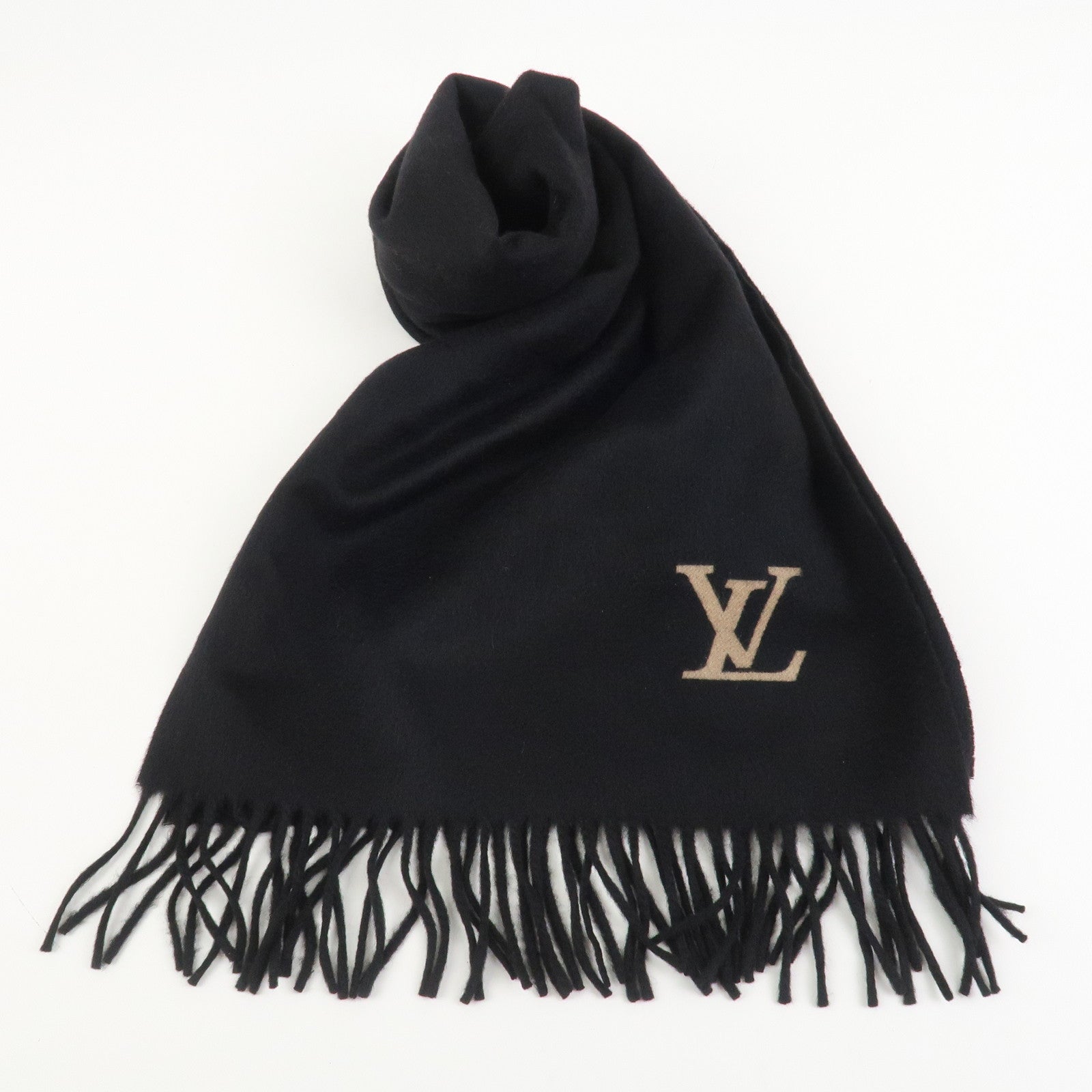 Louis Vuitton Echarpe Jeram Scarf Stole Cashmere Black 400788