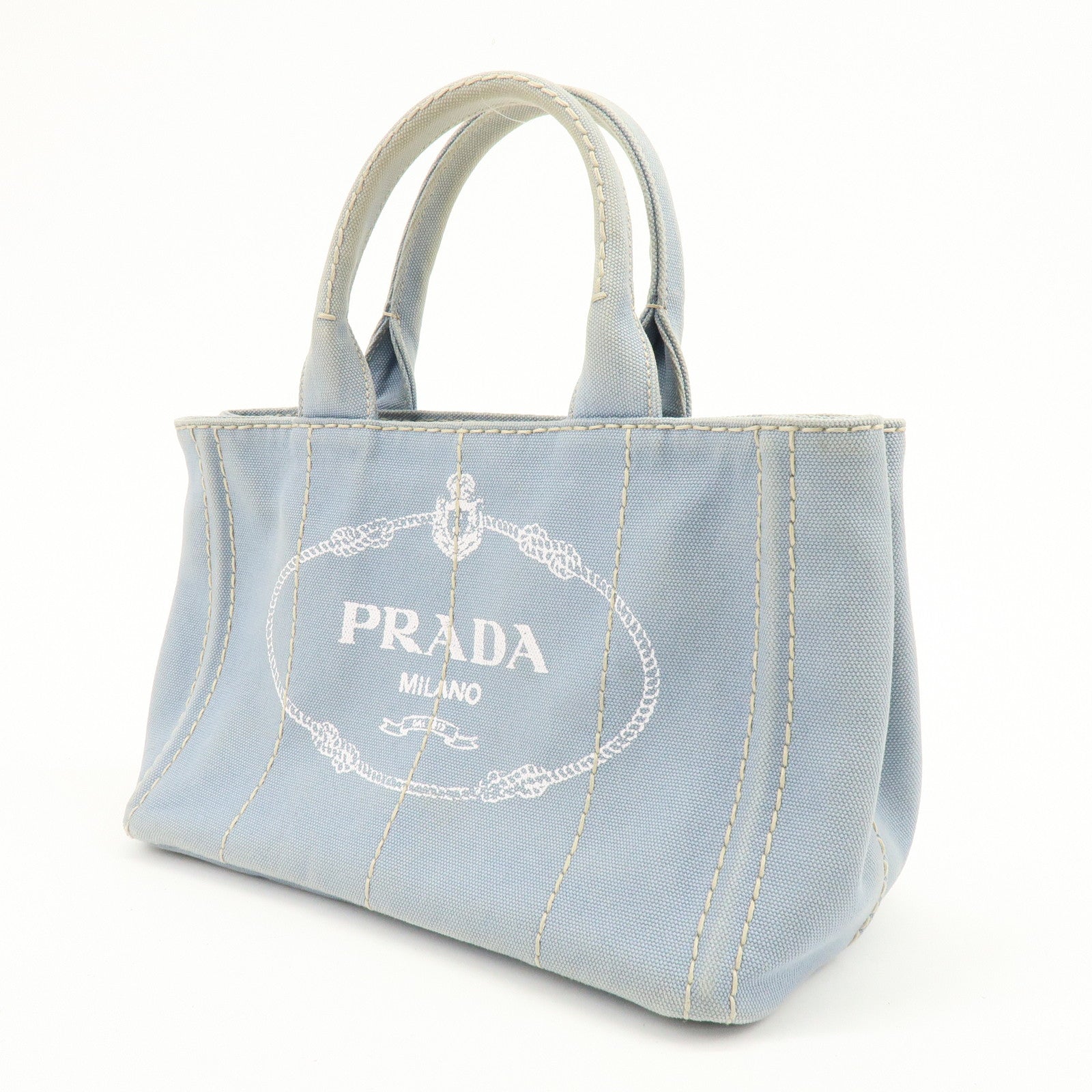 PRADA Canapa Mini Canvas 2Way Bag Hand Bag Light Blue 1BG439