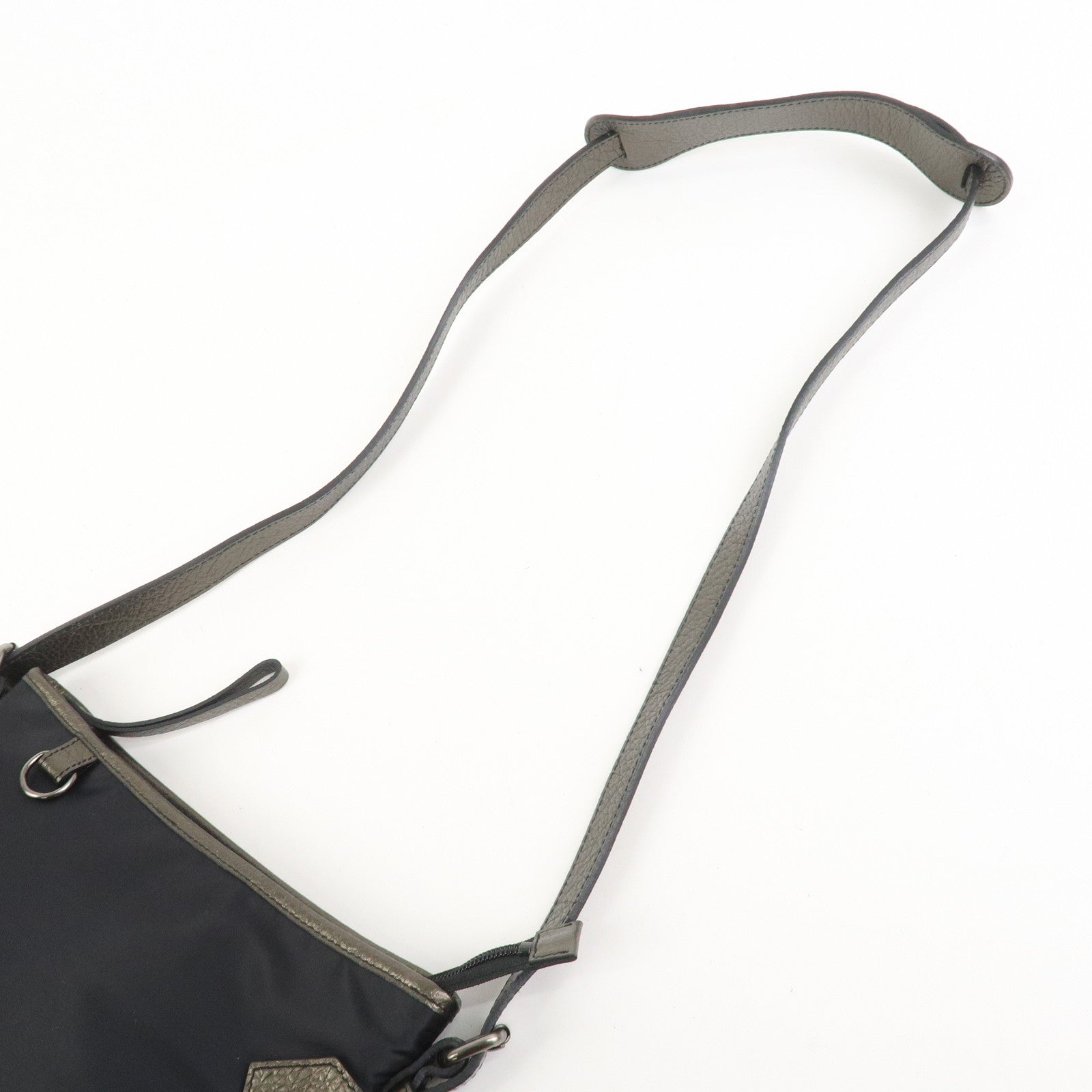 BURBERRY Nylon Leather Shoulder Bag Crossbody Bag Black Bronze