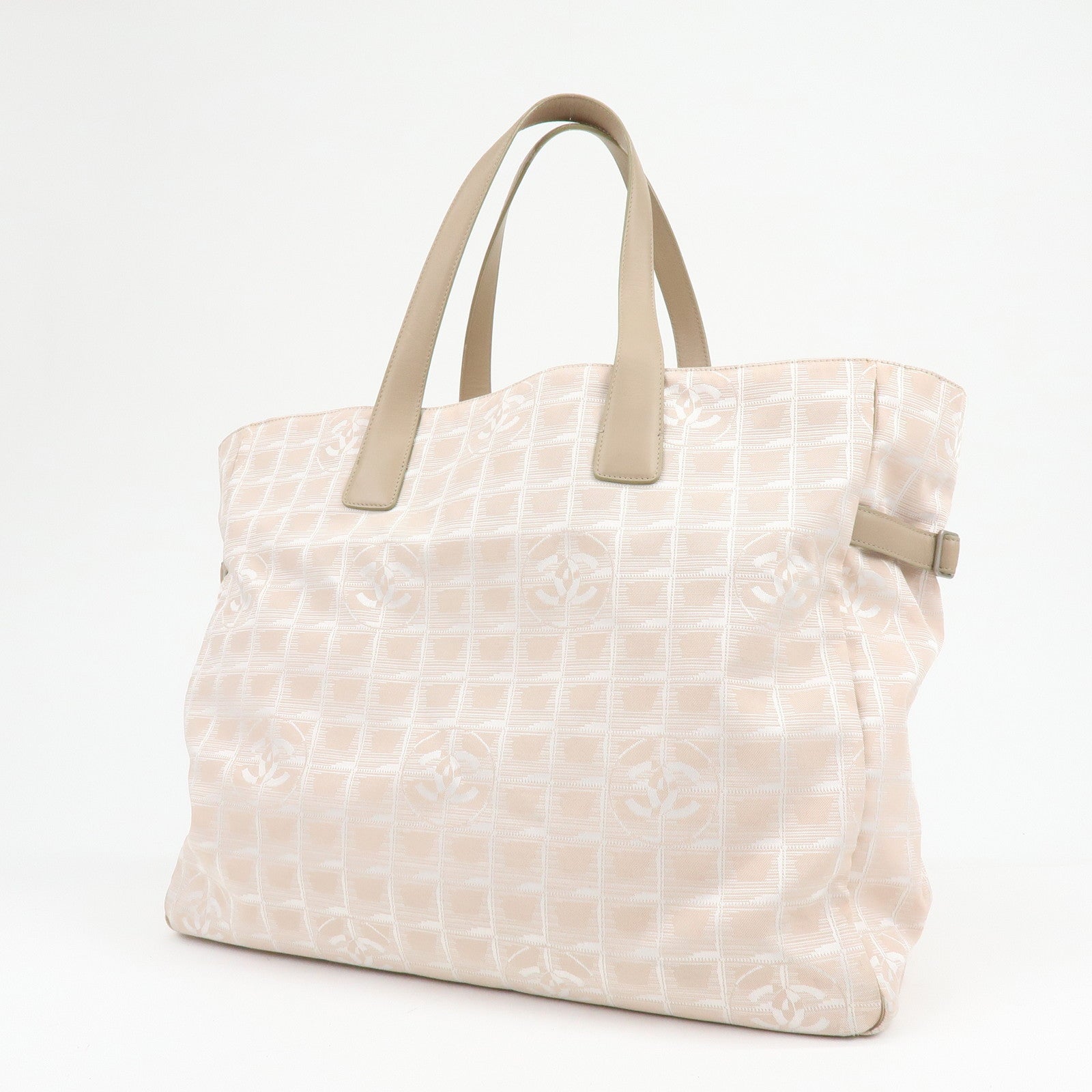 CHANEL New Travel Line Nylon Jacquard Leather Tote Bag TGM A15826