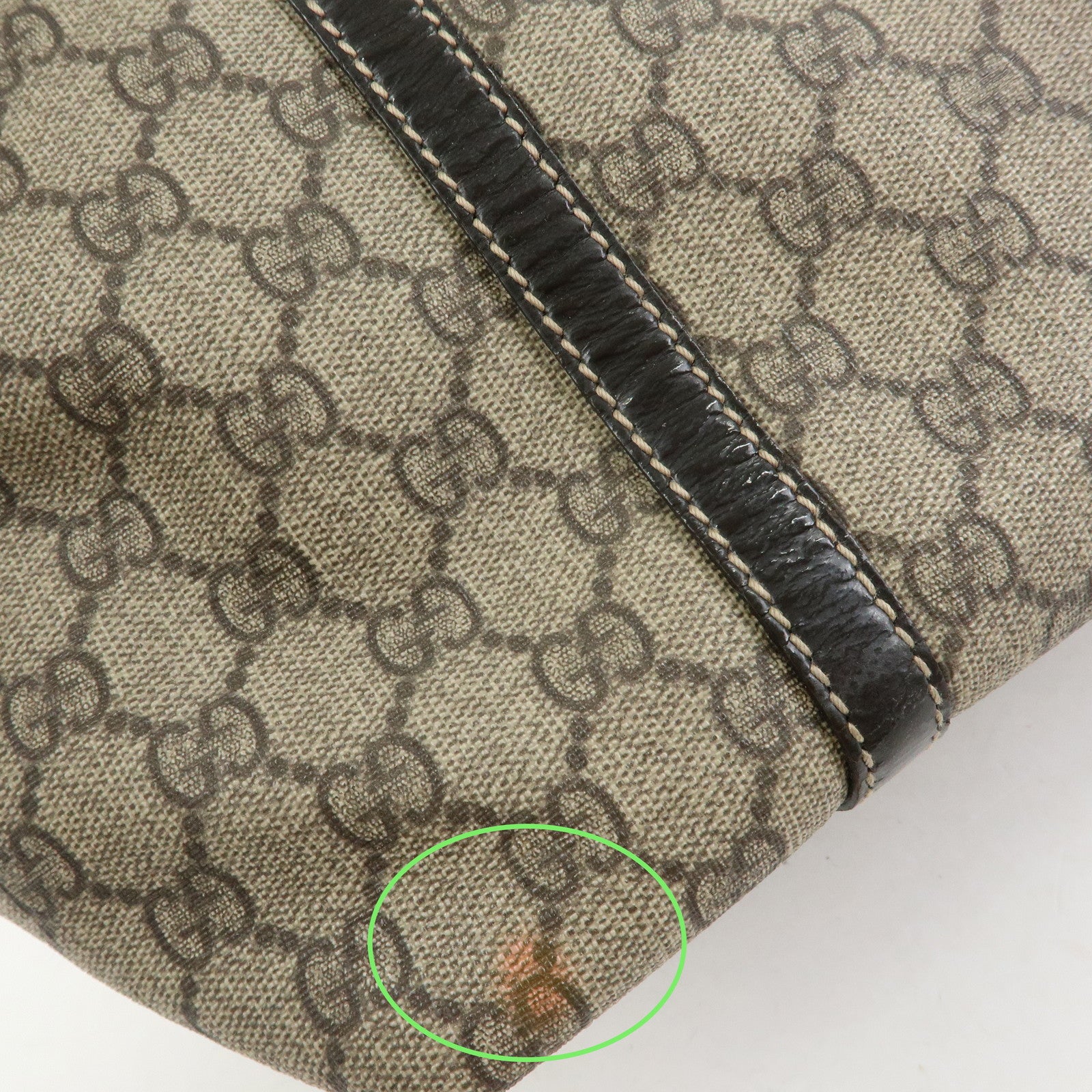 GUCCI GG Supreme Patent Leather Tote Bag Shoulder Bag Beige 197953