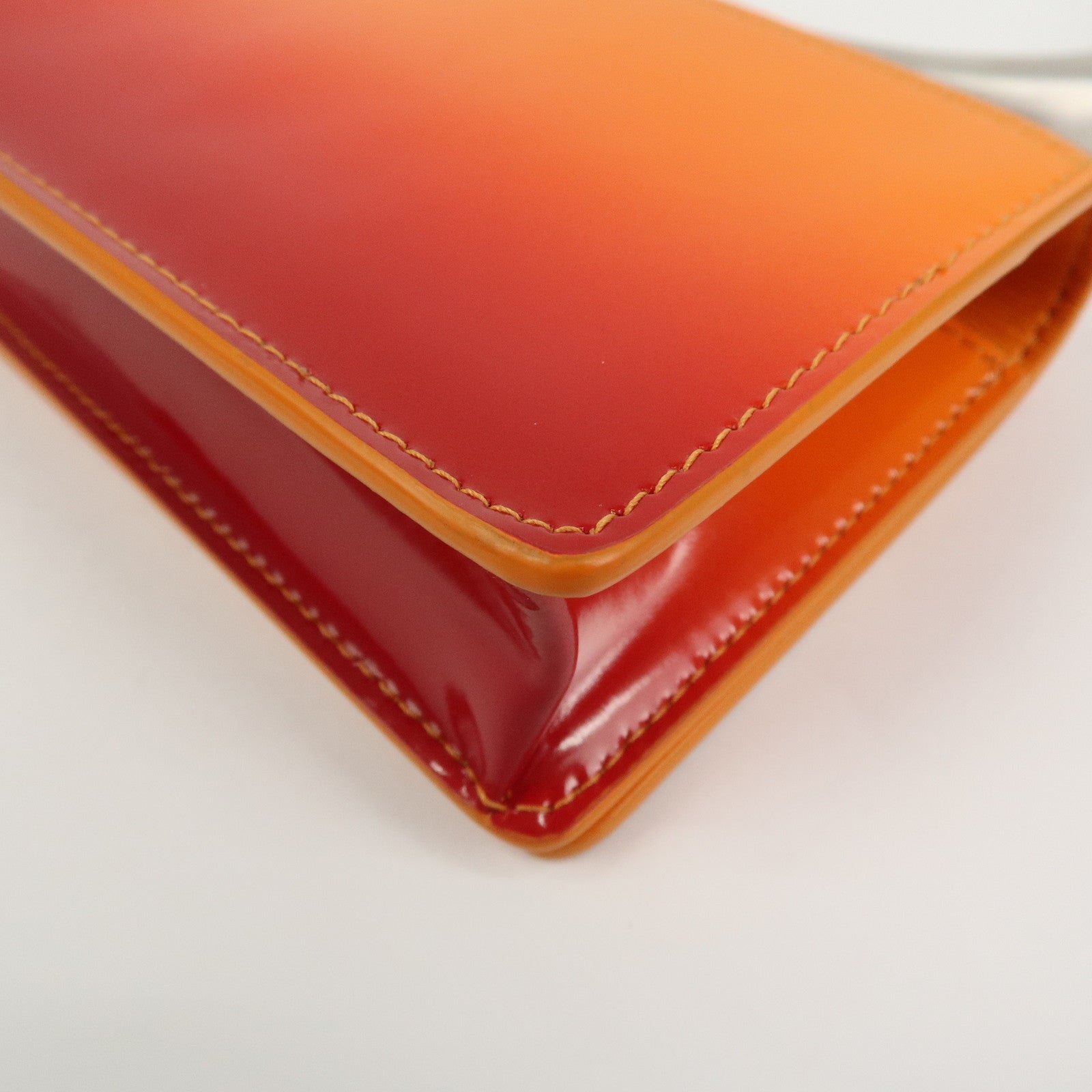 Ferragamo Patent Leather Hand Bag Orange