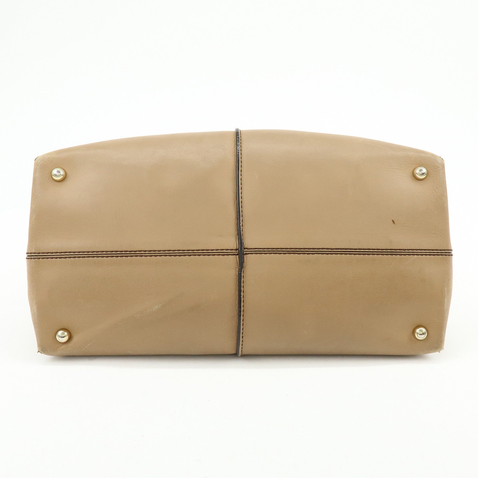TOD'S D-Cube Leather 2Way Bag Hand Bag Shoulder Bag Beige