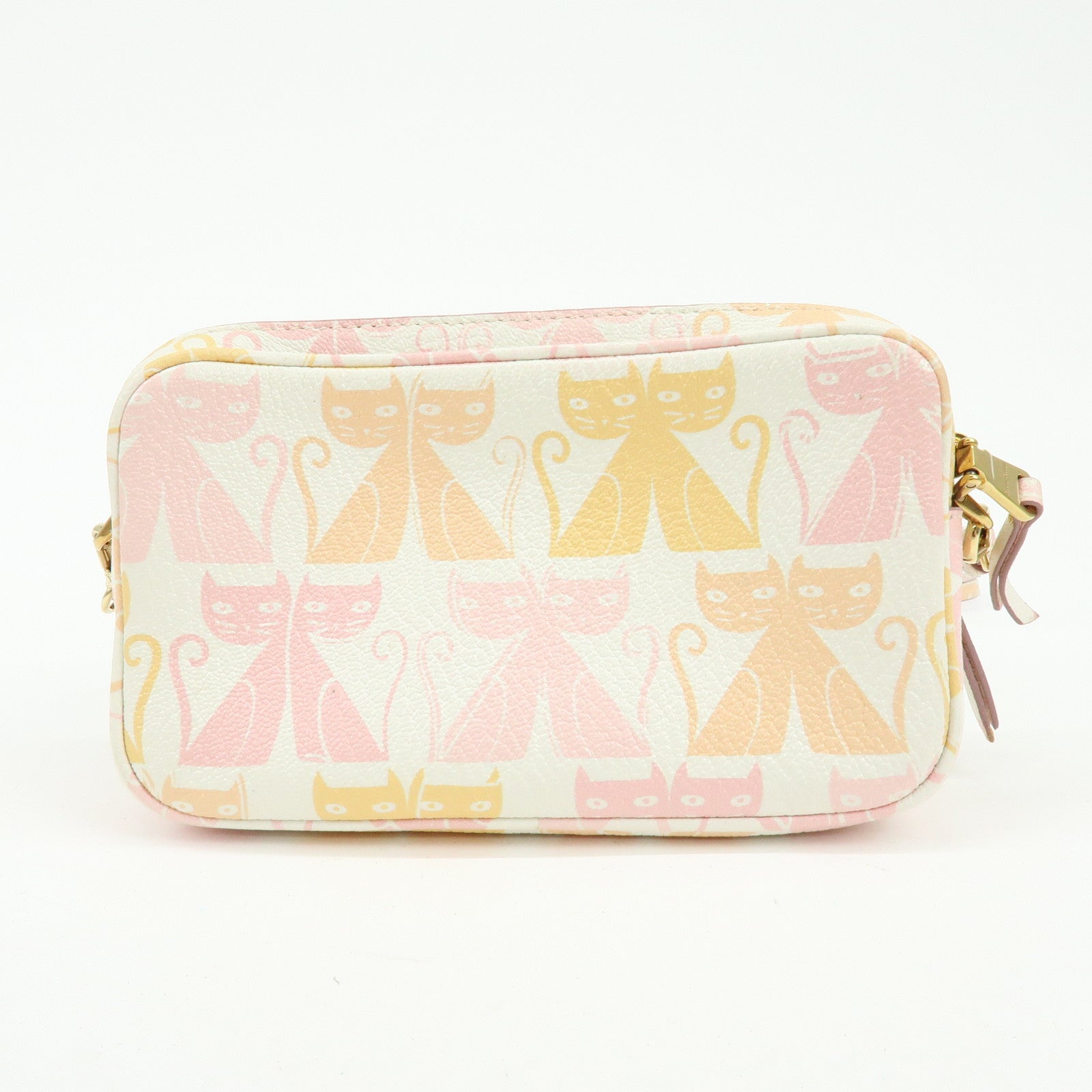 MIU MIU Cat Madras Leather Shoulder Bag Pink Orange White 5NF011