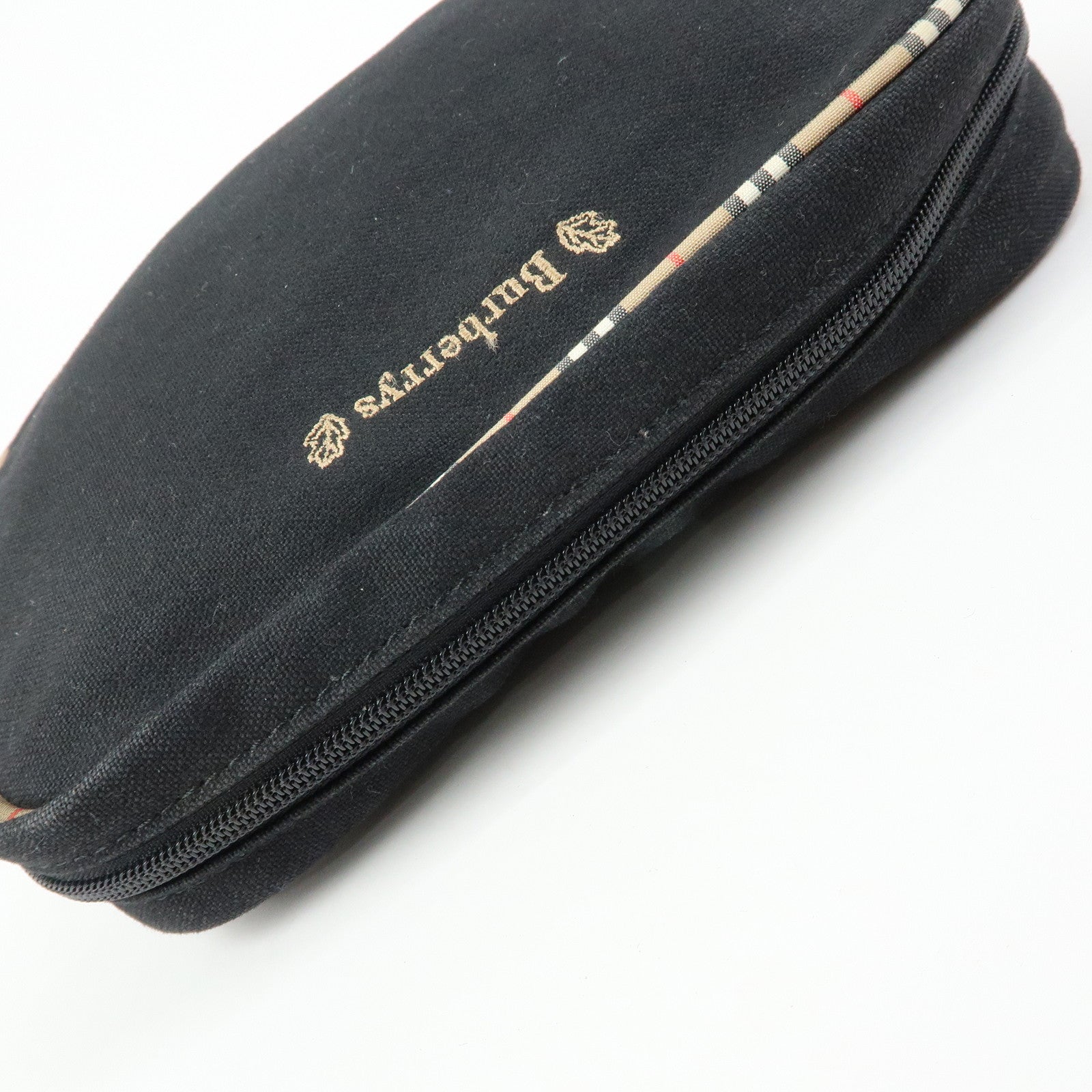 BURBERRY Canvas Nova Plaid Pouch Cosmetic Bag Makeup Bag Black