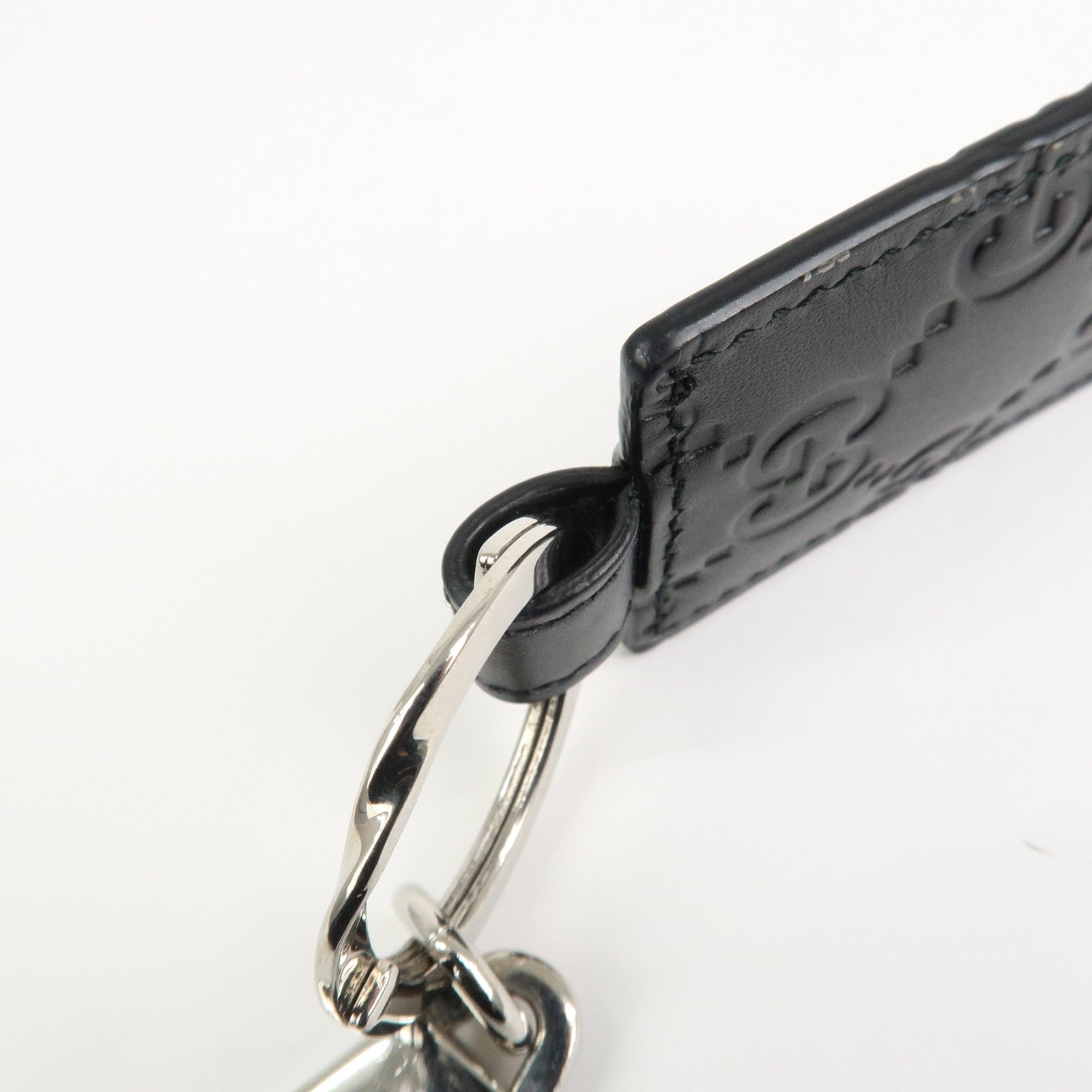 GUCCI Guccissima Dorian Leather Bag Key charm Black 479136
