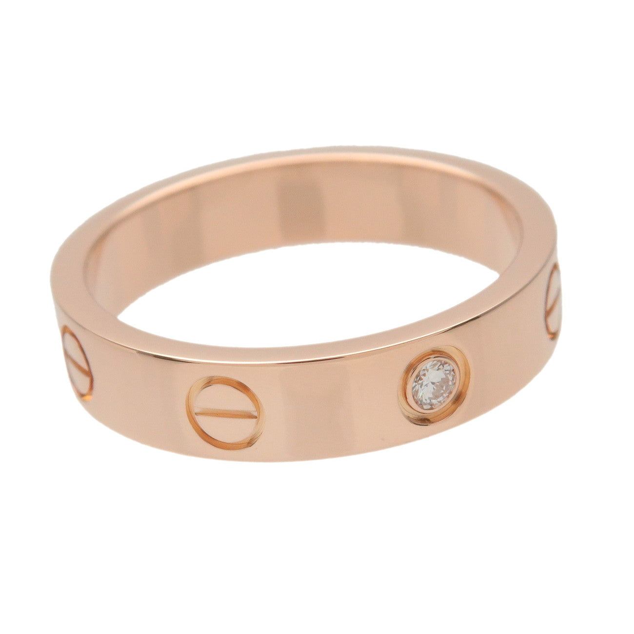 Cartier Mini Love 1P Diamond Ring K18 750PG Rose Gold #51 US5.75