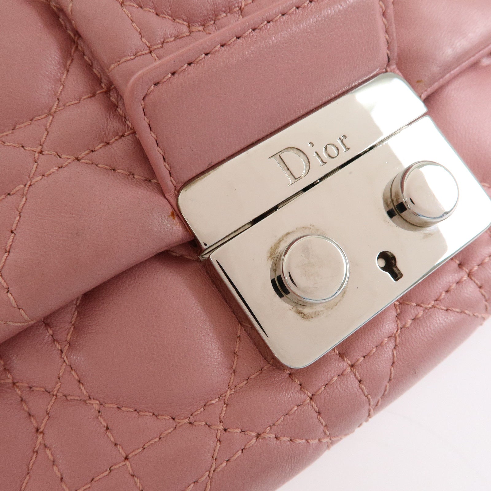 Christian Dior Canage New Lock Lamb Skin Shoulder Bag Hand Bag Pink