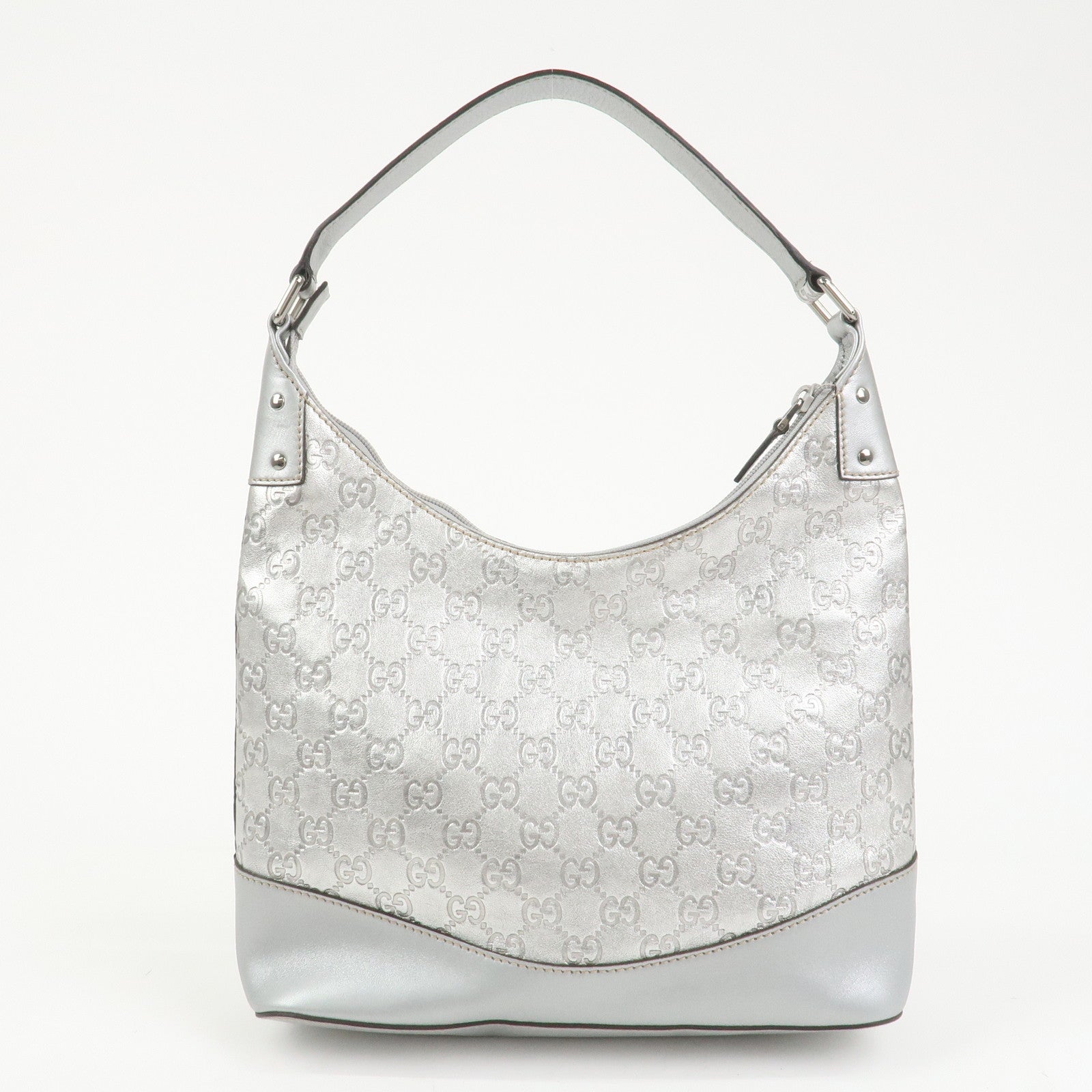 GUCCI Guccissima Leather Shoulder Bag Hand Bag Silver 239379