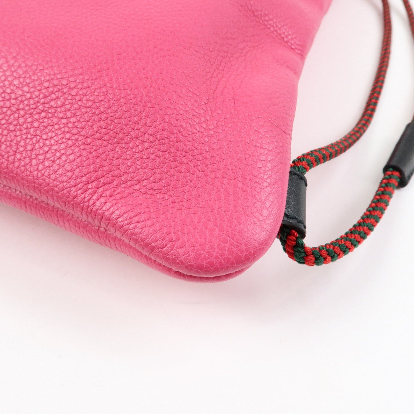 GUCCI Sherry Leather Hand Bag Draw String Backpack Pink 316639