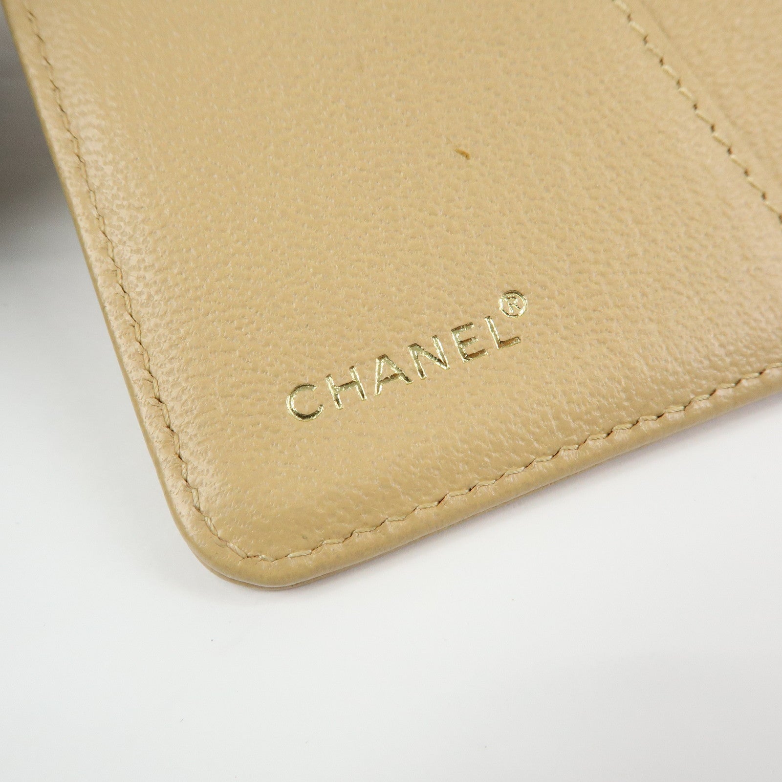 CHANEL COCO Mark Calf Skin Agenda Cover Planner Cover Beige