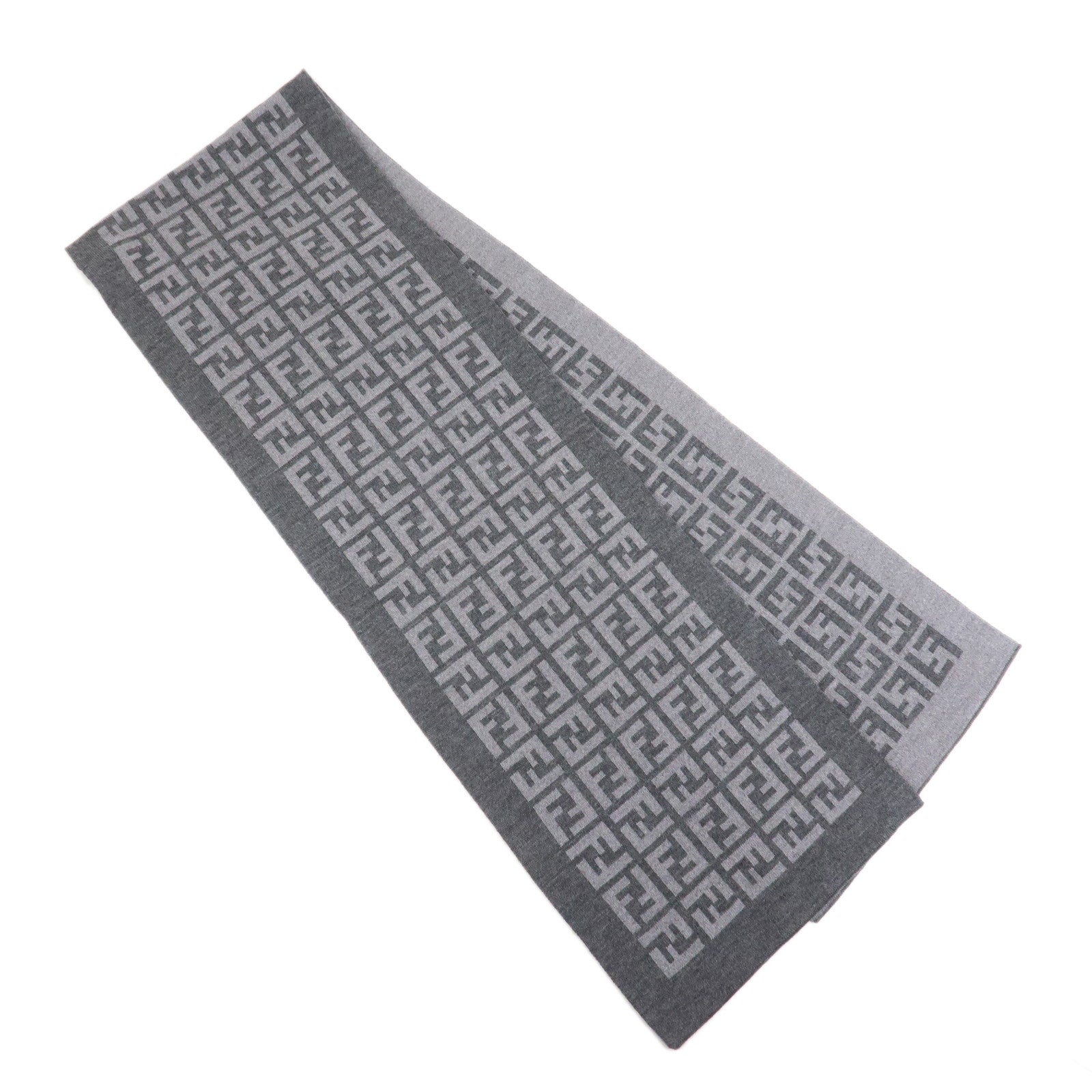 FENDI Zucca Wool 100% Scarf Stole 170×27 Gray