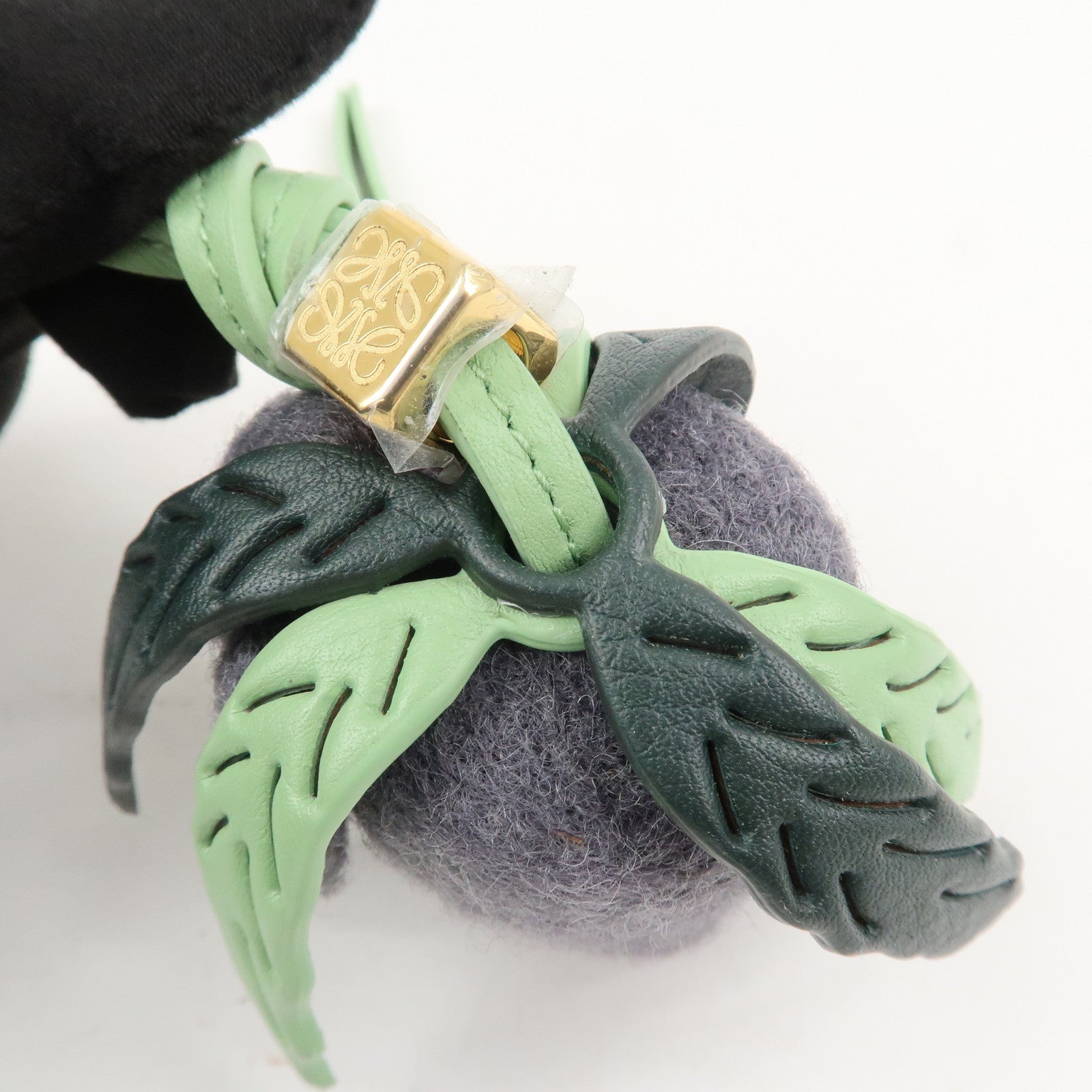 LOEWE Suna Fujita Calf Leather Felt Elephant Bag Charm Gray