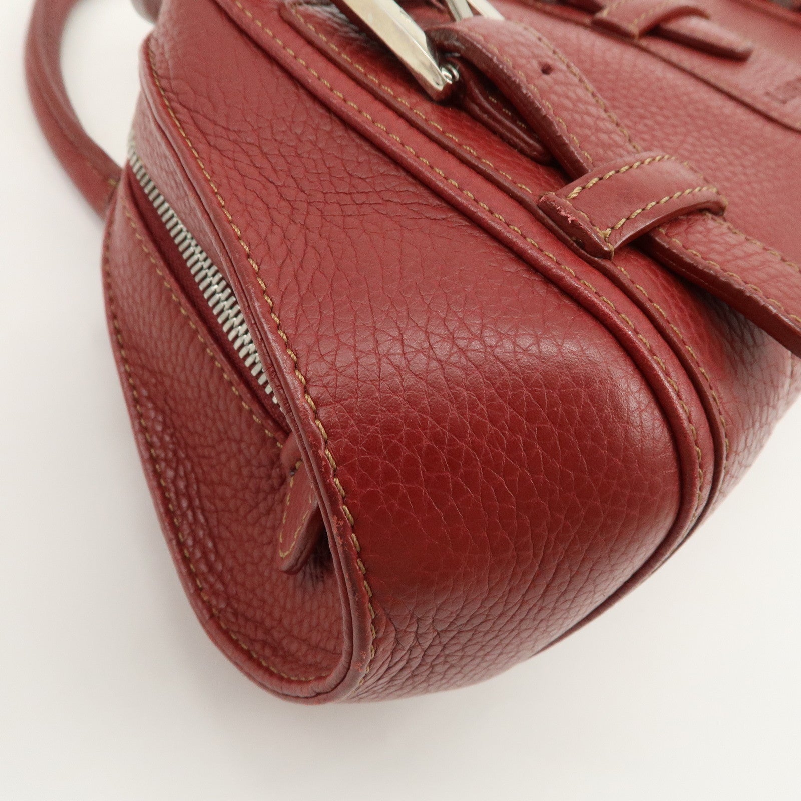 LOEWE Senda Leather Shoulder Bag Hand Bag Red