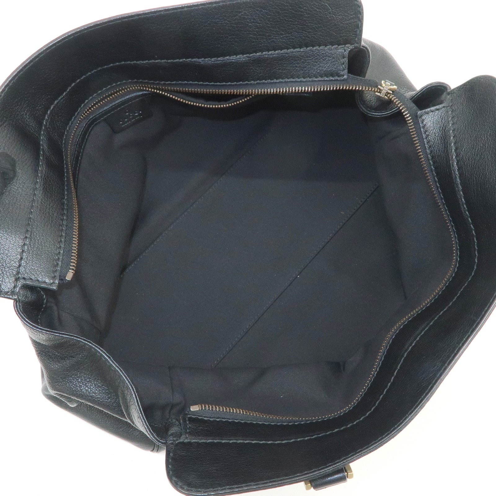 GUCCI Interlocking G Leather Hand Bag Shoulder Bag Black 121551