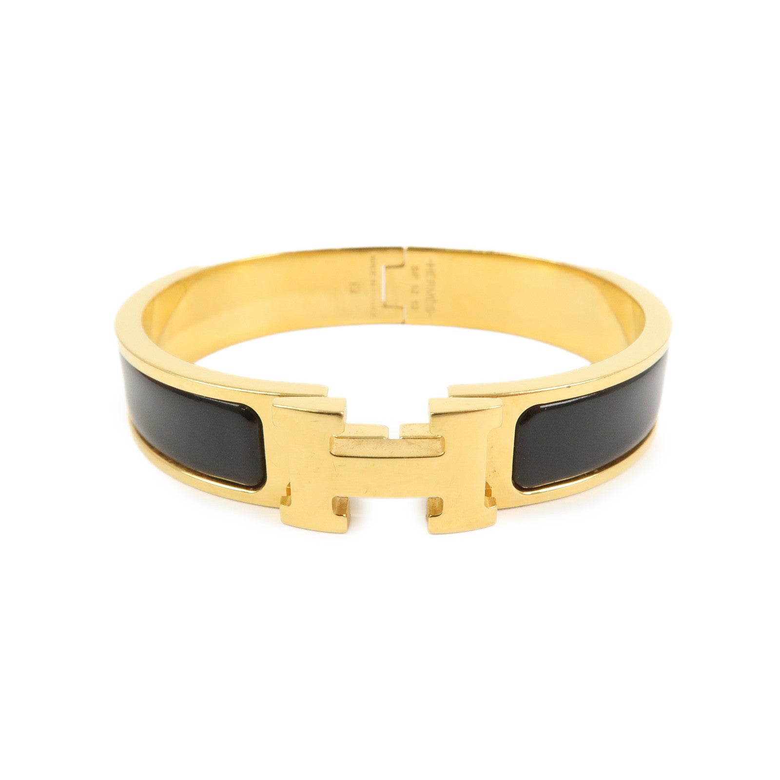HERMES Clic Clac PM Metal Bracelet Black Gold