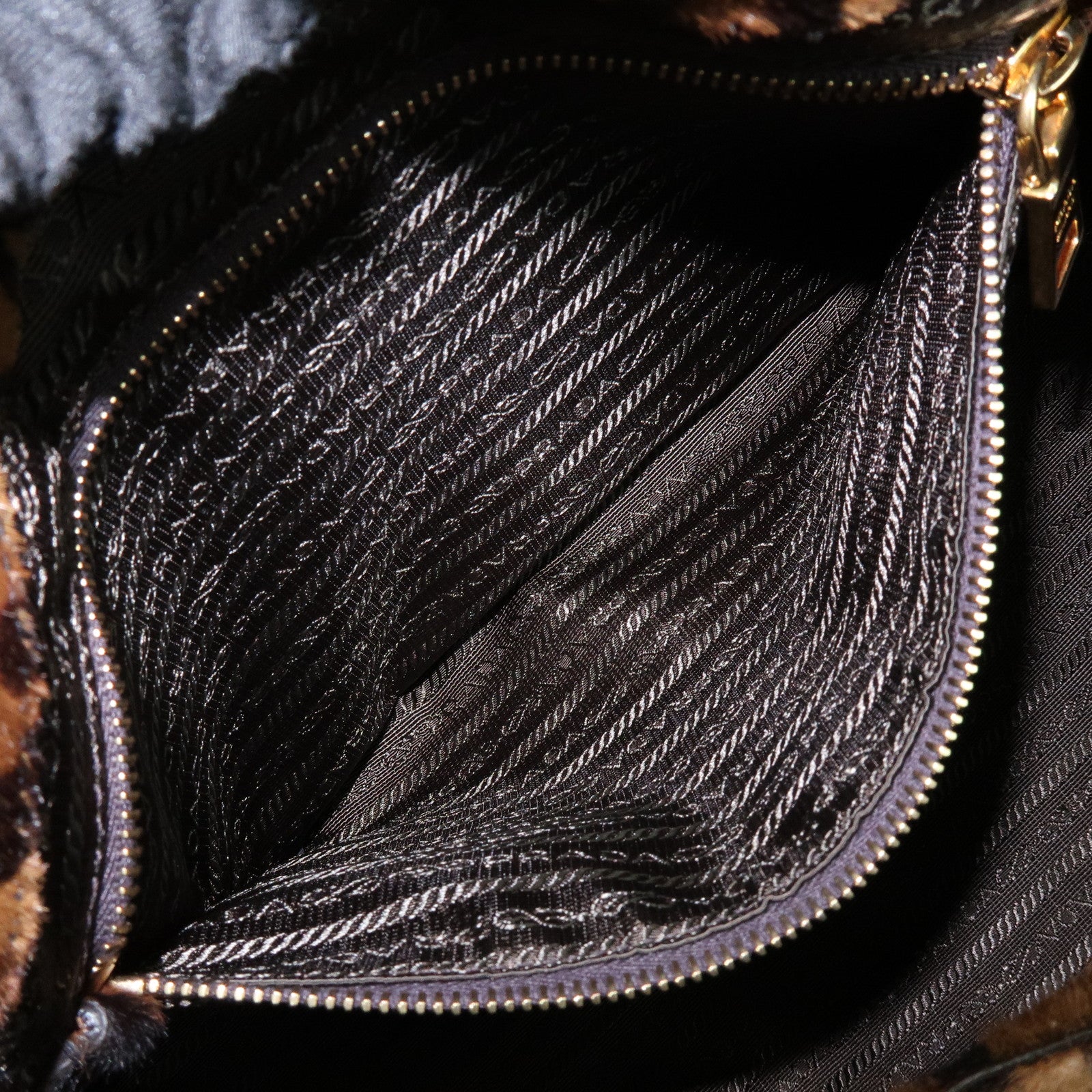 PRADA Canapa Large Unborn Calf Tote Bag Hand Bag Brown BN1872