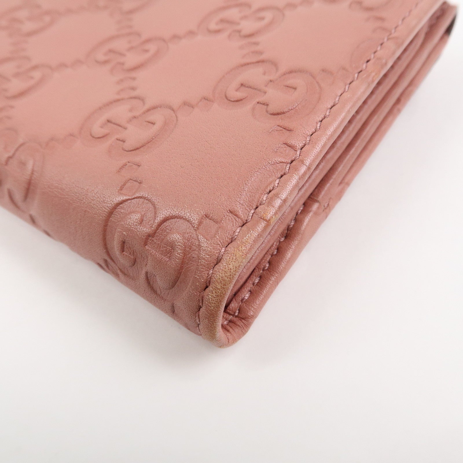 GUCCI Guccissima Lovely Heart Leather Long Wallet Pink 203550