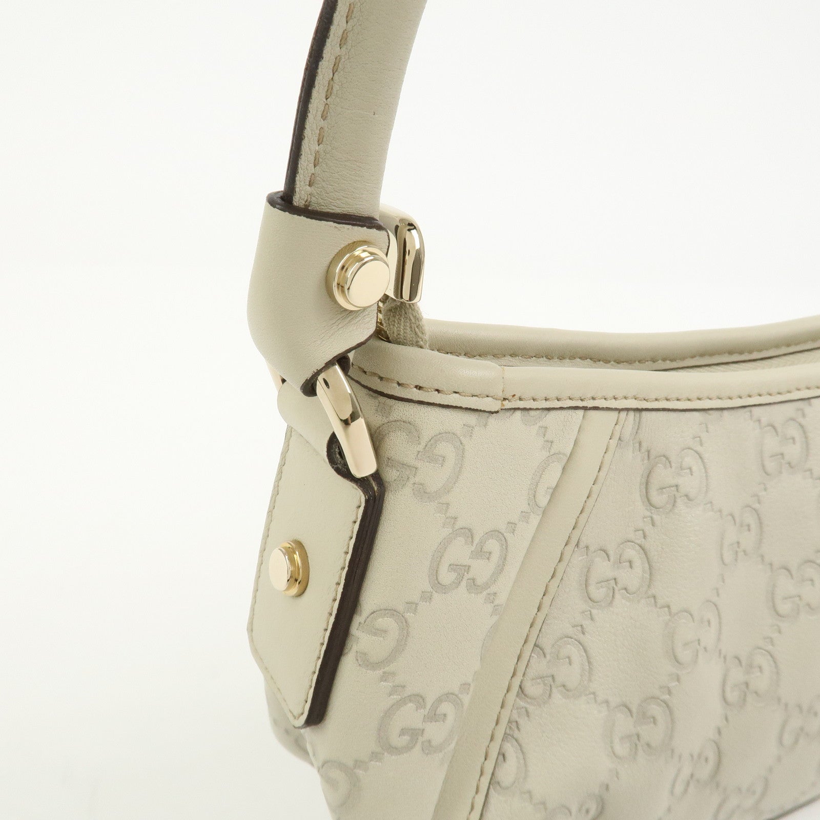 GUCCI Abbey Guccissima Leather Shoulder Bag Hand Bag Ivory 130939