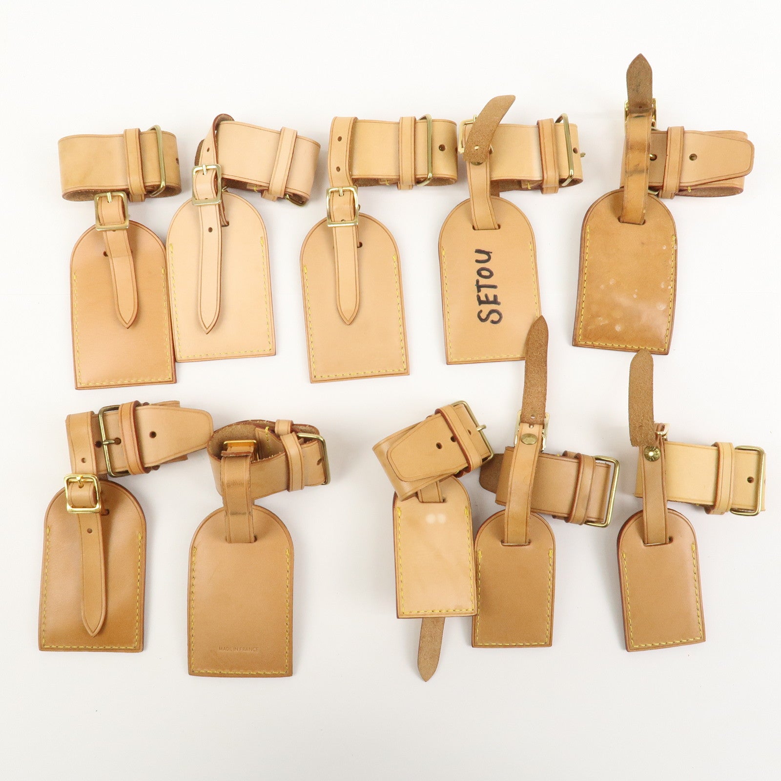 Louis Vuitton Set of 10 Leather Name Tag & Poignet Natural