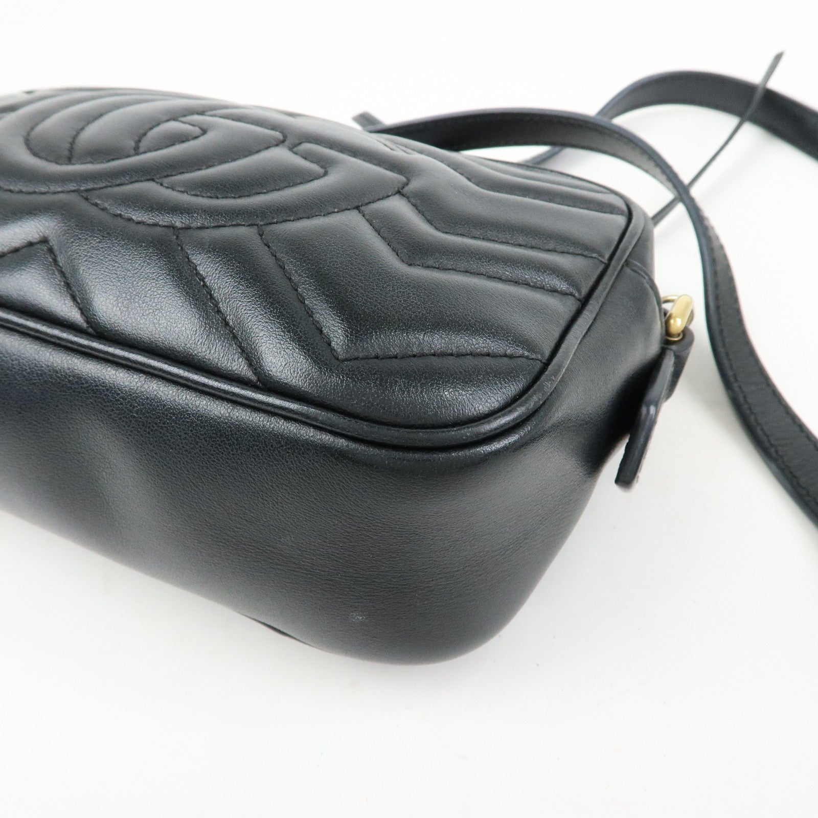 GUCCI GG Marmont Leather Shoulder Crossbody Bag Black 448065