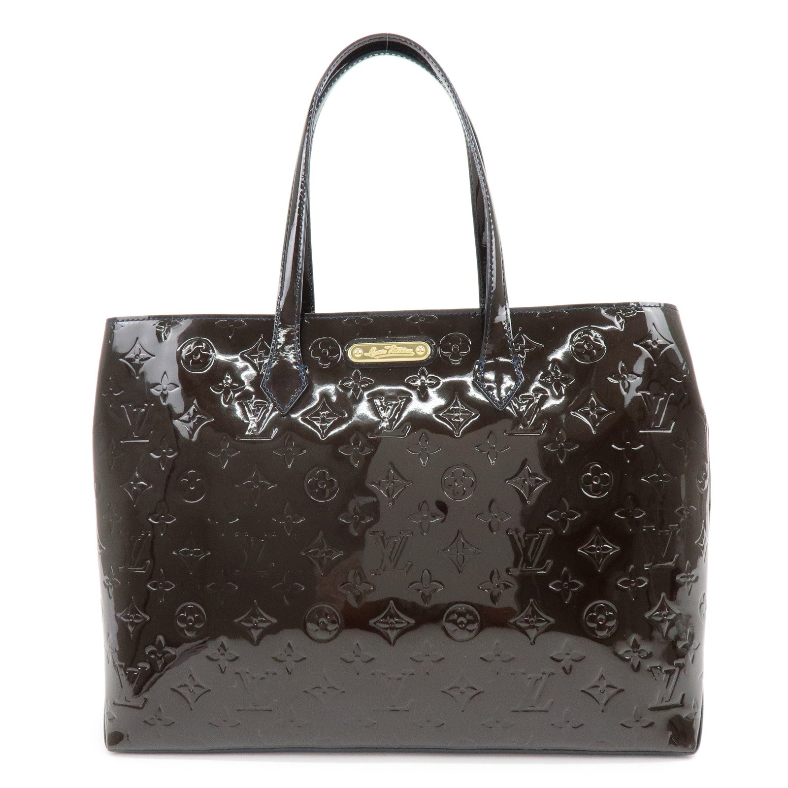 Louis Vuitton Monogram Vernis Wilshire GM Tote Bag Bleu Nuit M91442