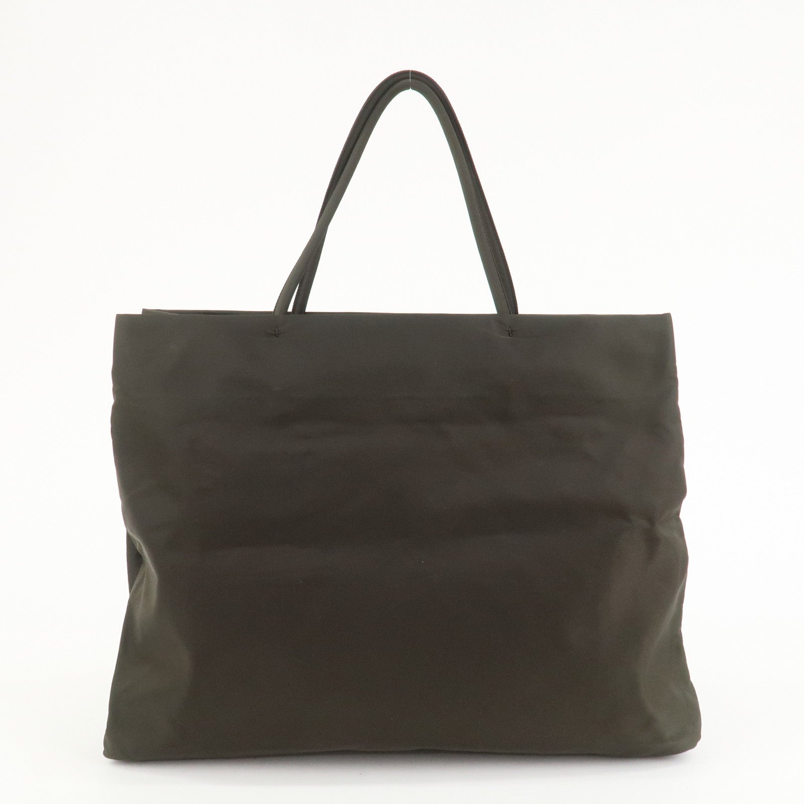 PRADA Triangle Logo Nylon Tote Bag Hand Bag Brown