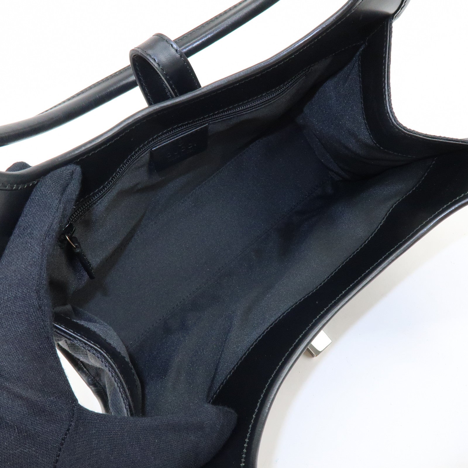 GUCCI Jackie GG Canvas Leather Shoulder Bag Hand Bag Black 002.1068