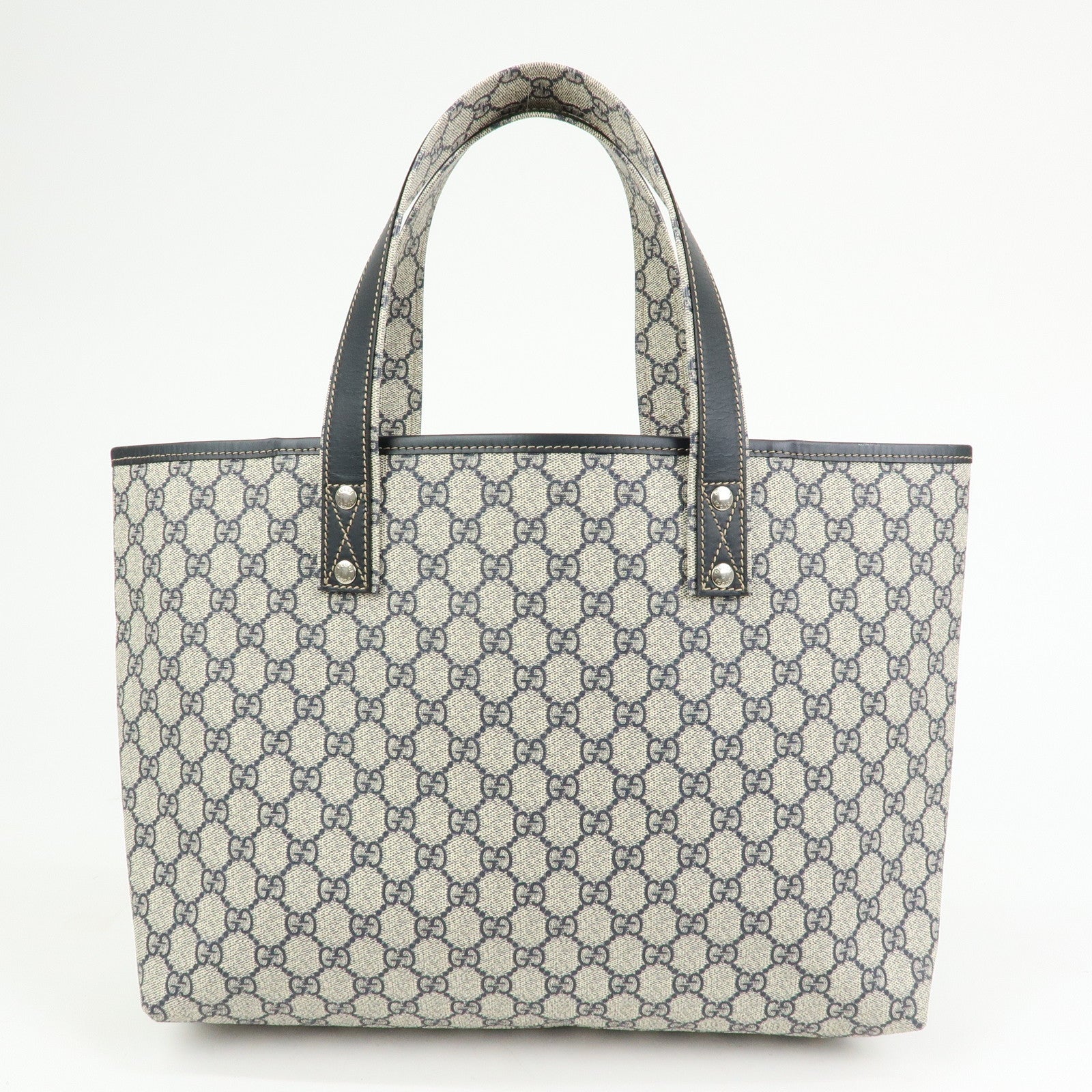 GUCCI Sherry GG Supreme PVC Leather Tote Bag Navy Black 211134