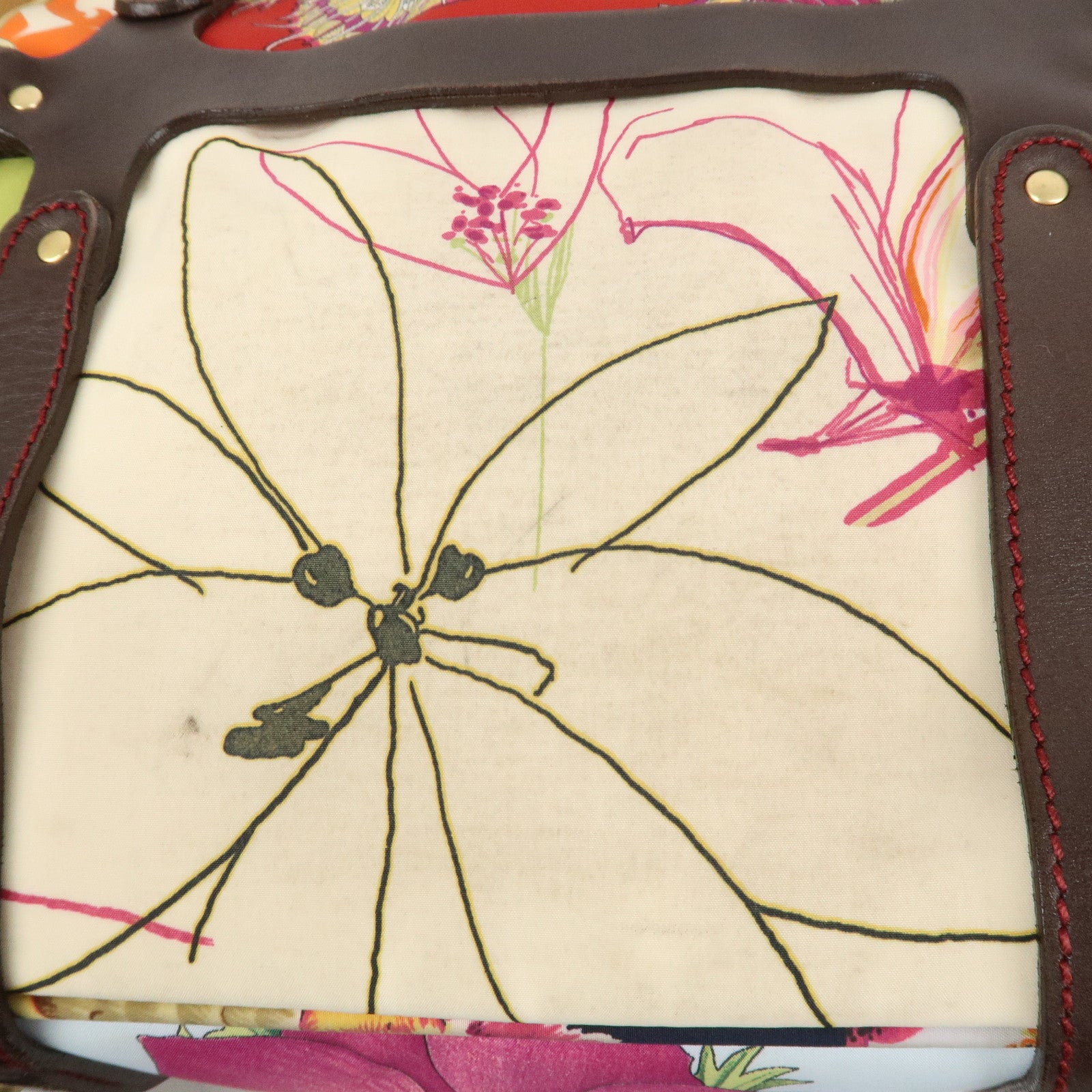 Ferragamo Gancini Leather Nylon Shoulder Bag Tote Bag Multicolor