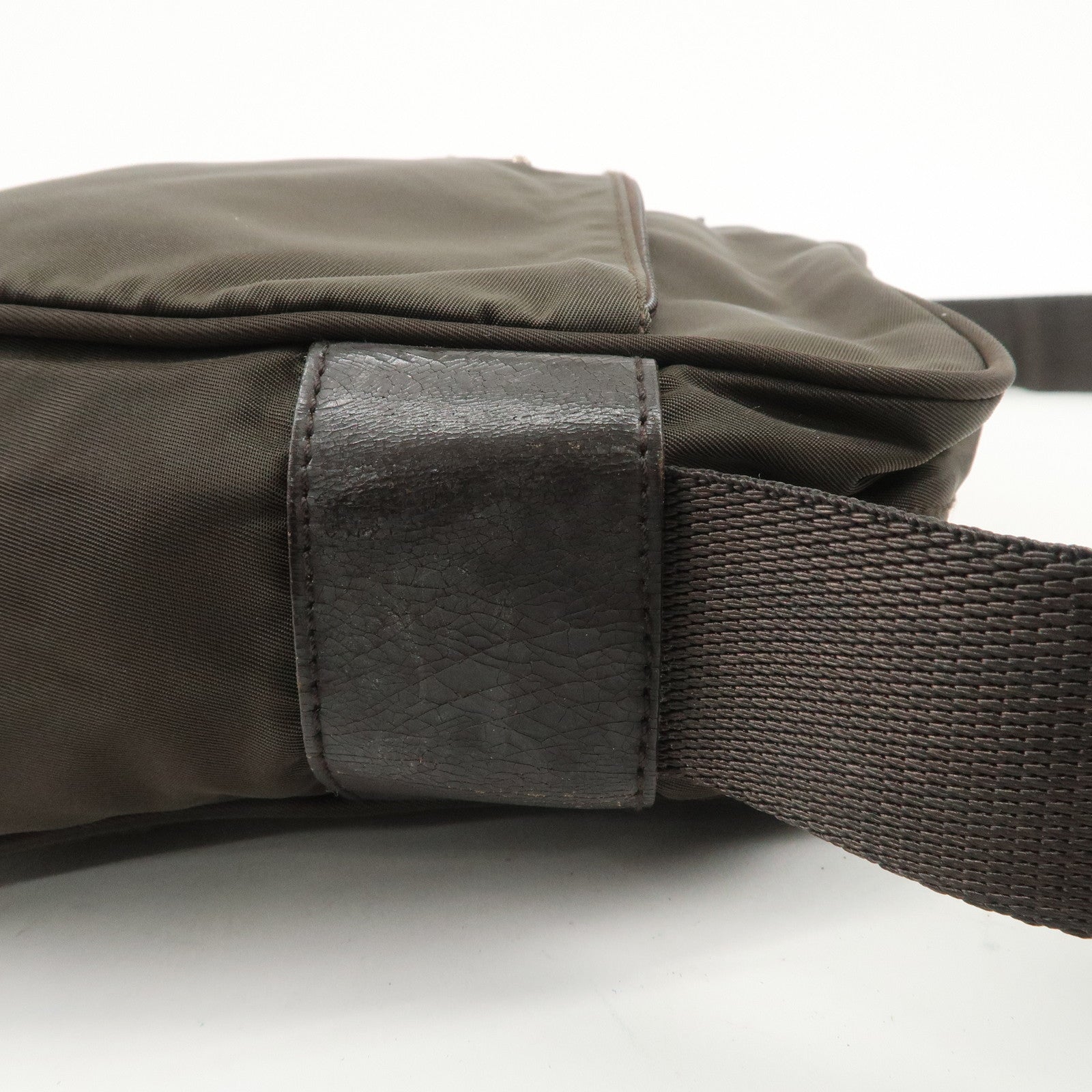 PRADA Triangle Logo Nylon Leather Shoulder Bag Crossbody Bag