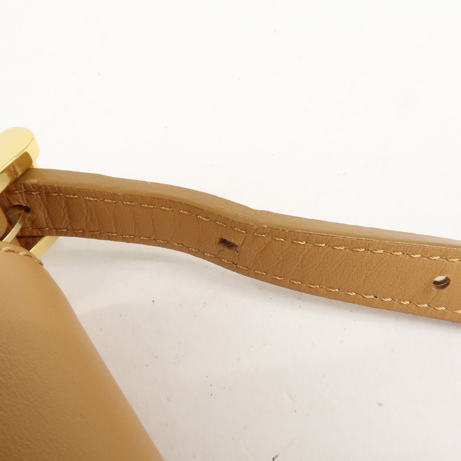 BURBERRY Leather Shoulder Bag Hand Bag Beige Gold HDW