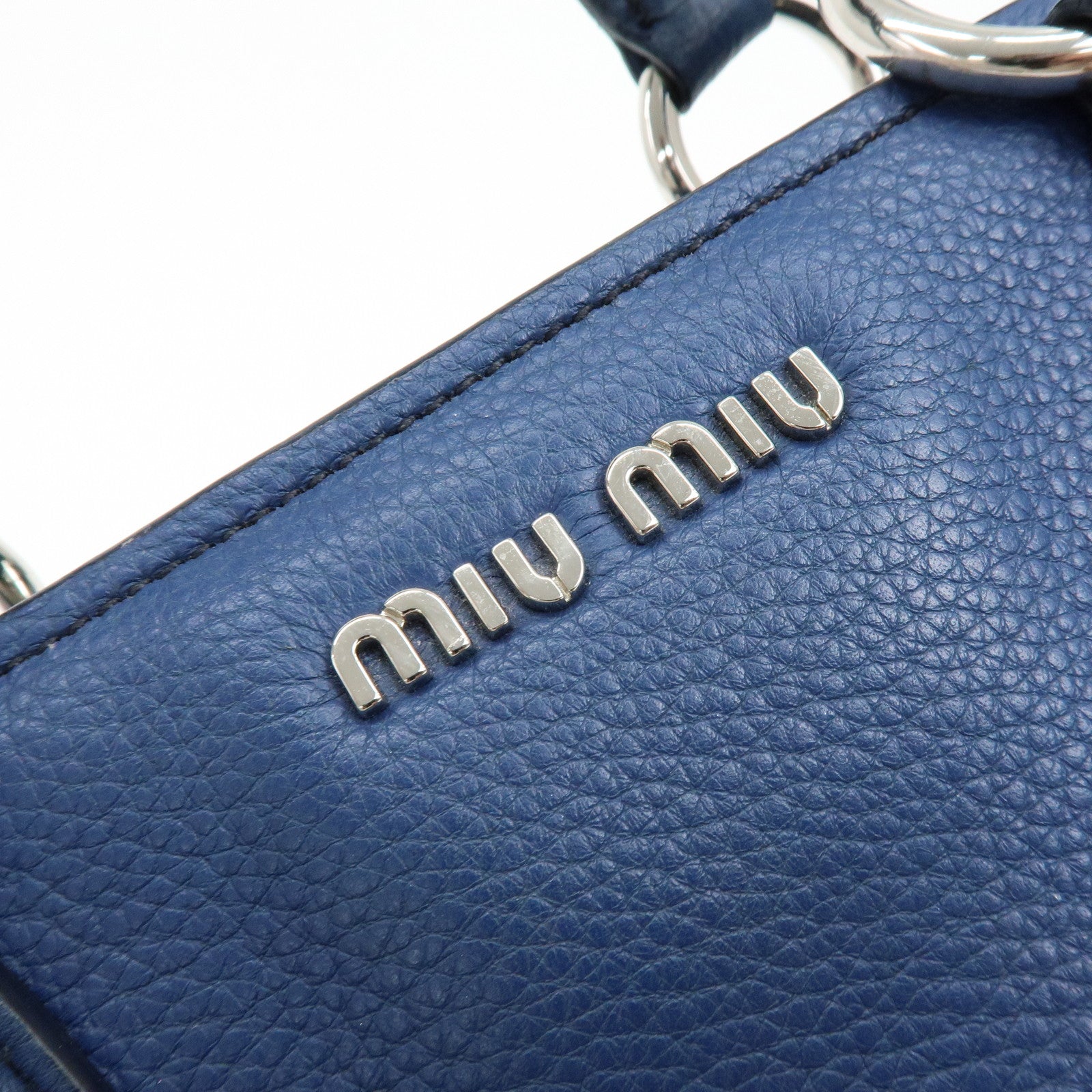 MIU MIU Madras Leather 2Way Bag Hand Bag Shoulder Bag Blue
