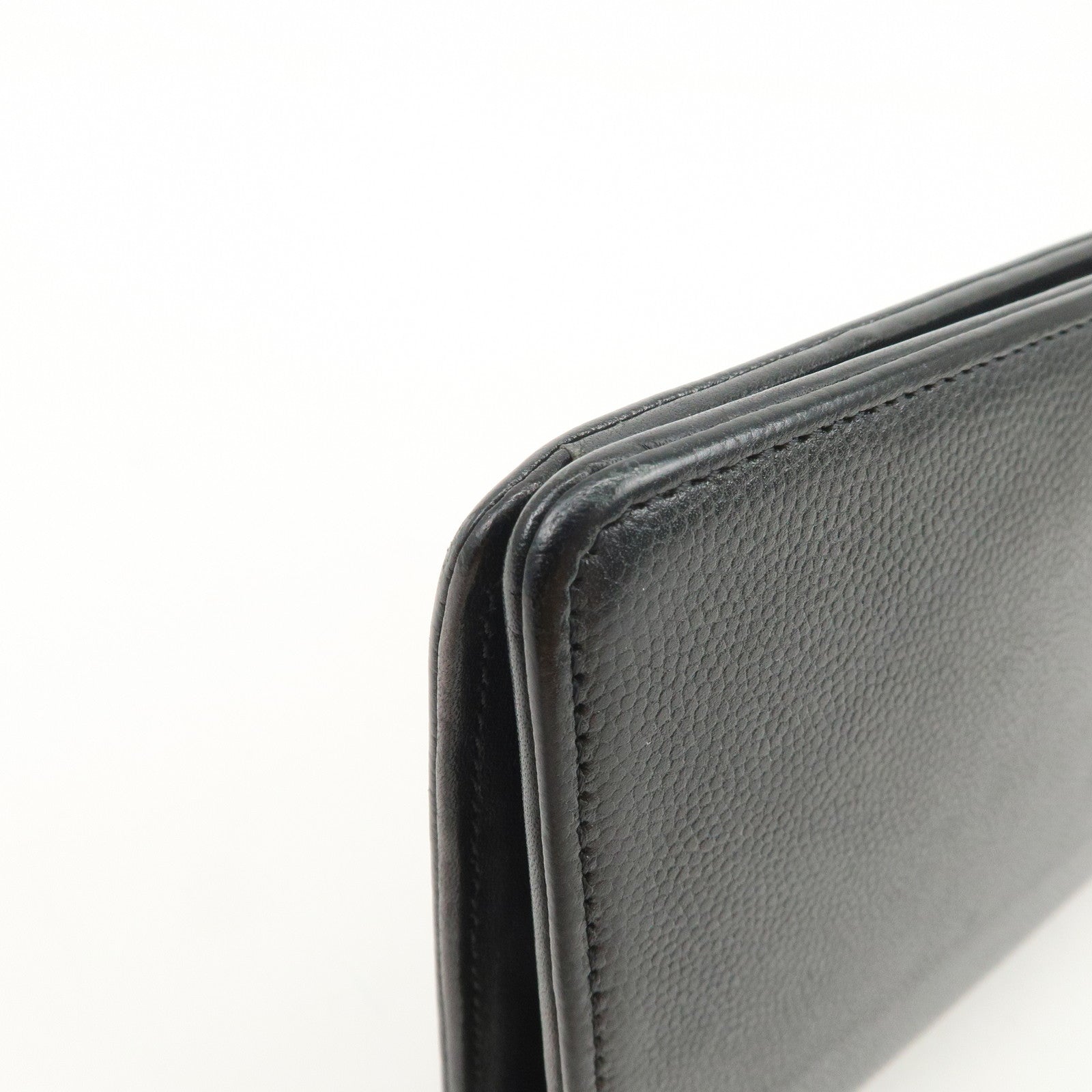 CHANEL Seburga COCO Mark Caviarskin Bi-fold Long Wallet Black