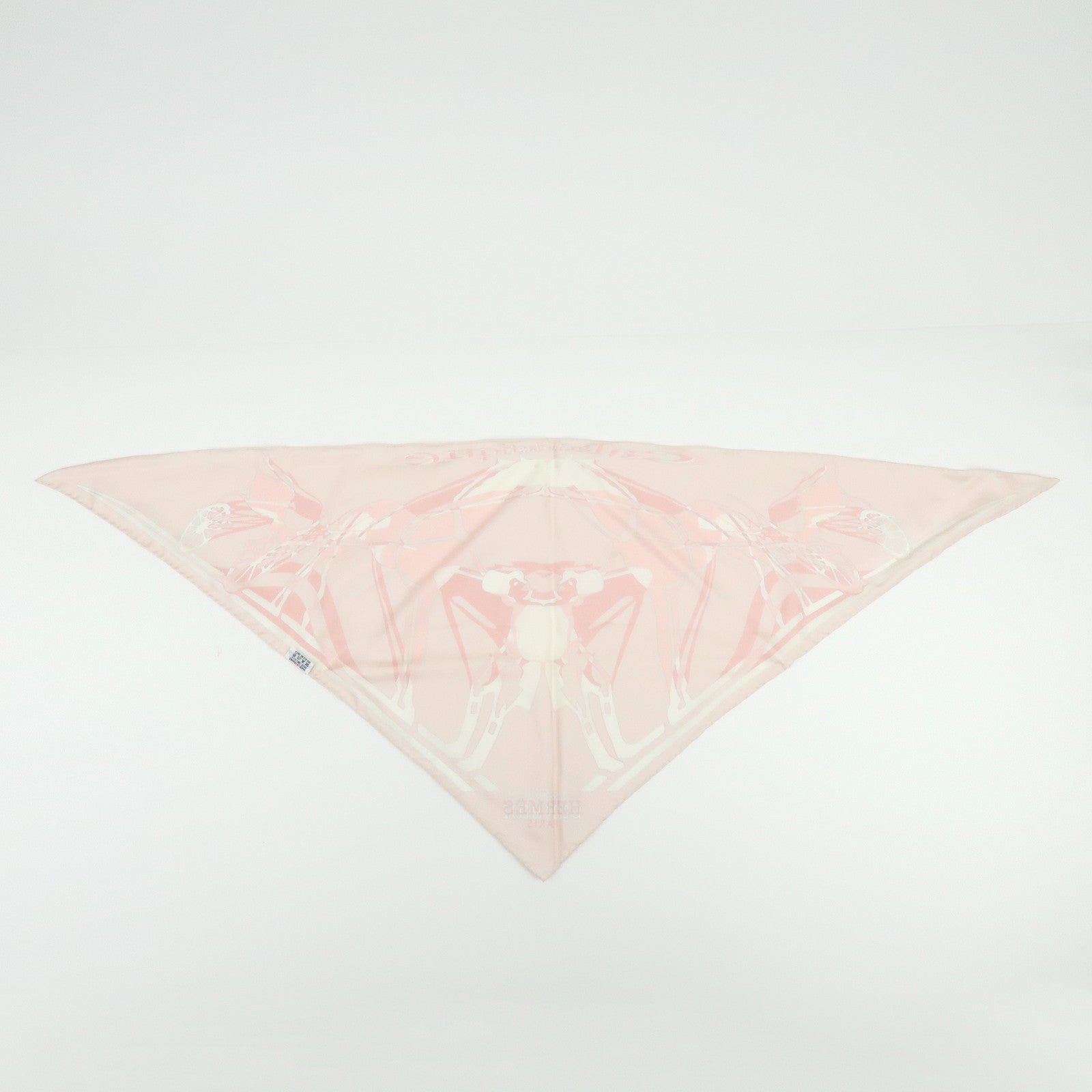 HERMES Silk 100% Triangle Scarf CALECHE ELASTIQUE Light Pink