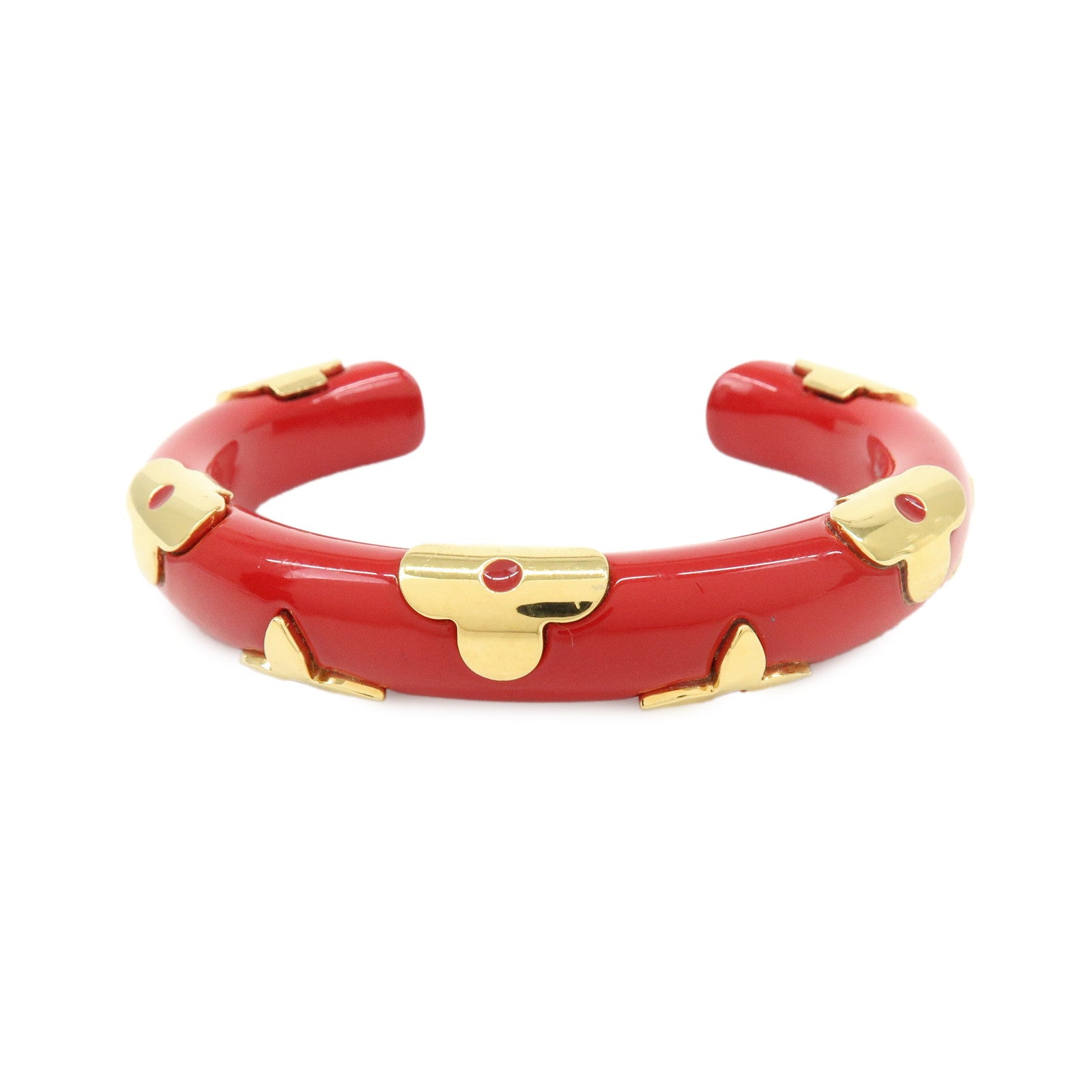 Louis Vuitton Monogram Ceramic Metal Bracelet Bangle Red Gold